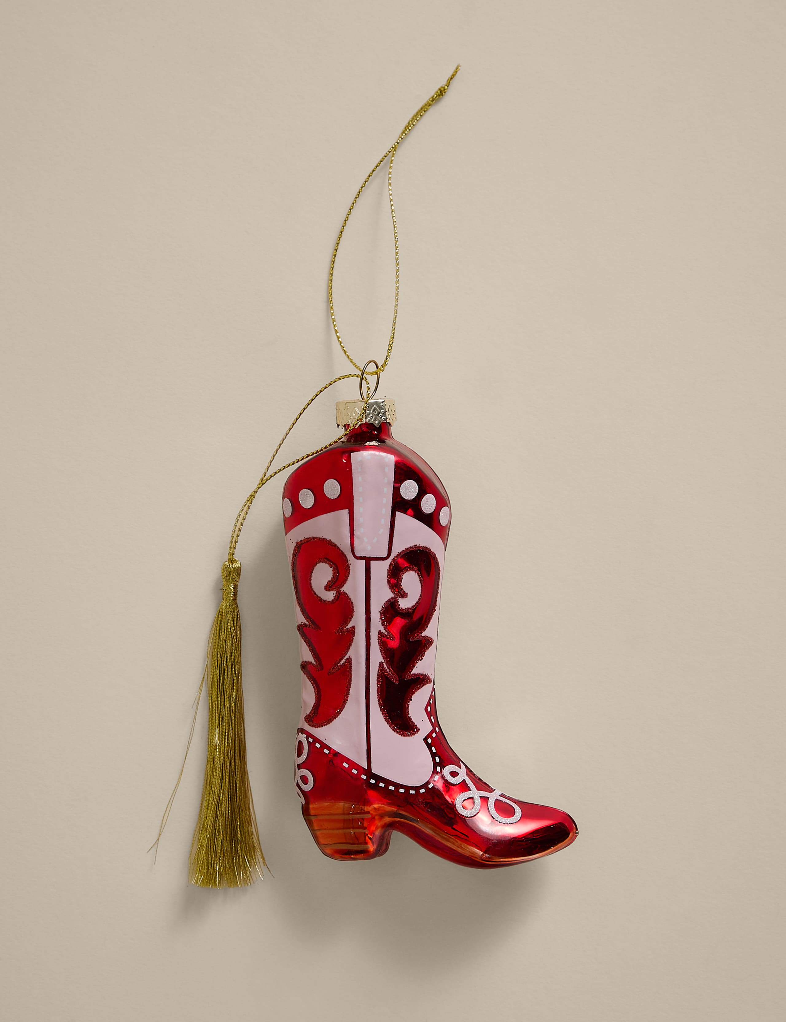 Glass Hanging Cowboy Boot Decoration 2 of 3