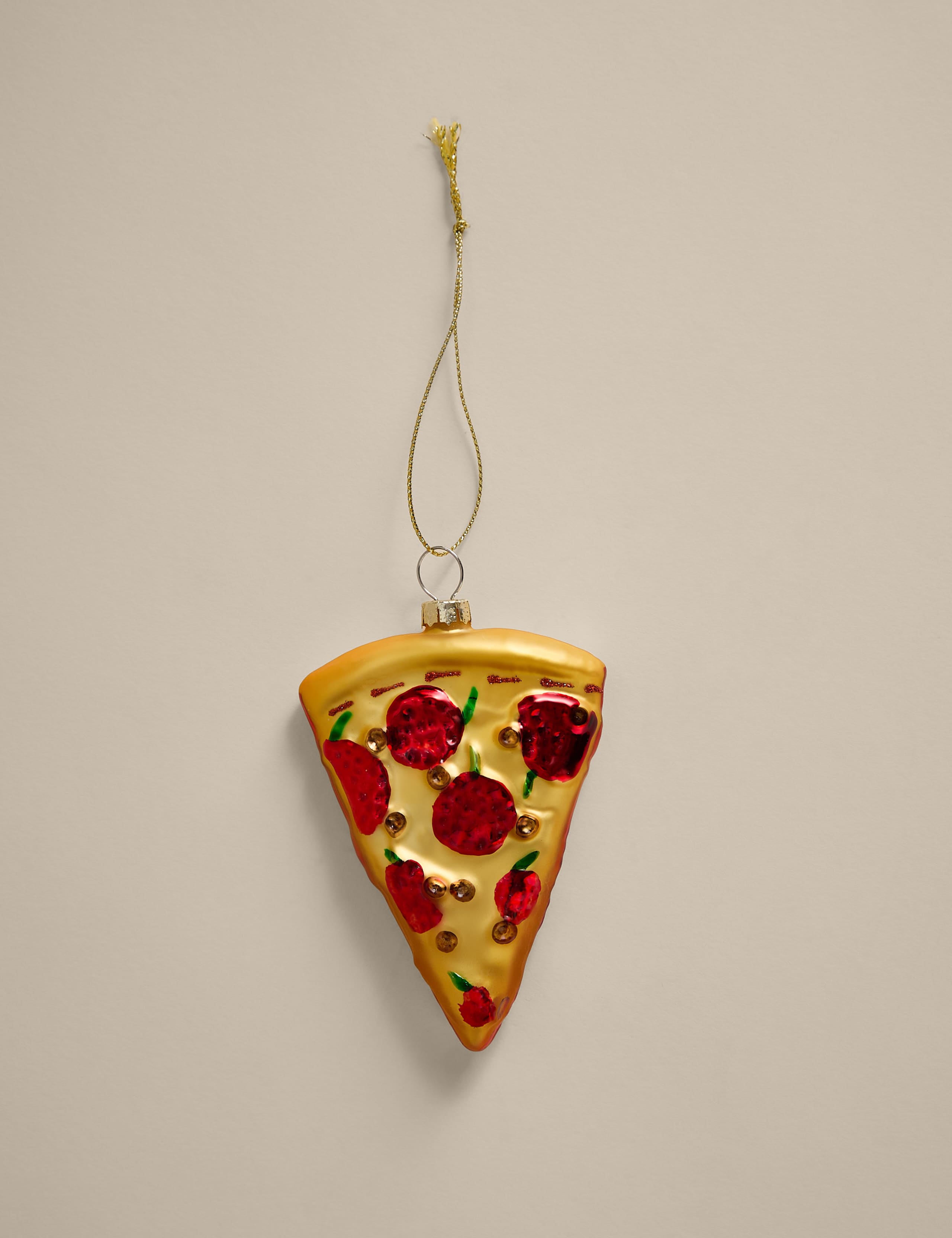 Glass Hanging Pizza Slice Decoration 2 of 3