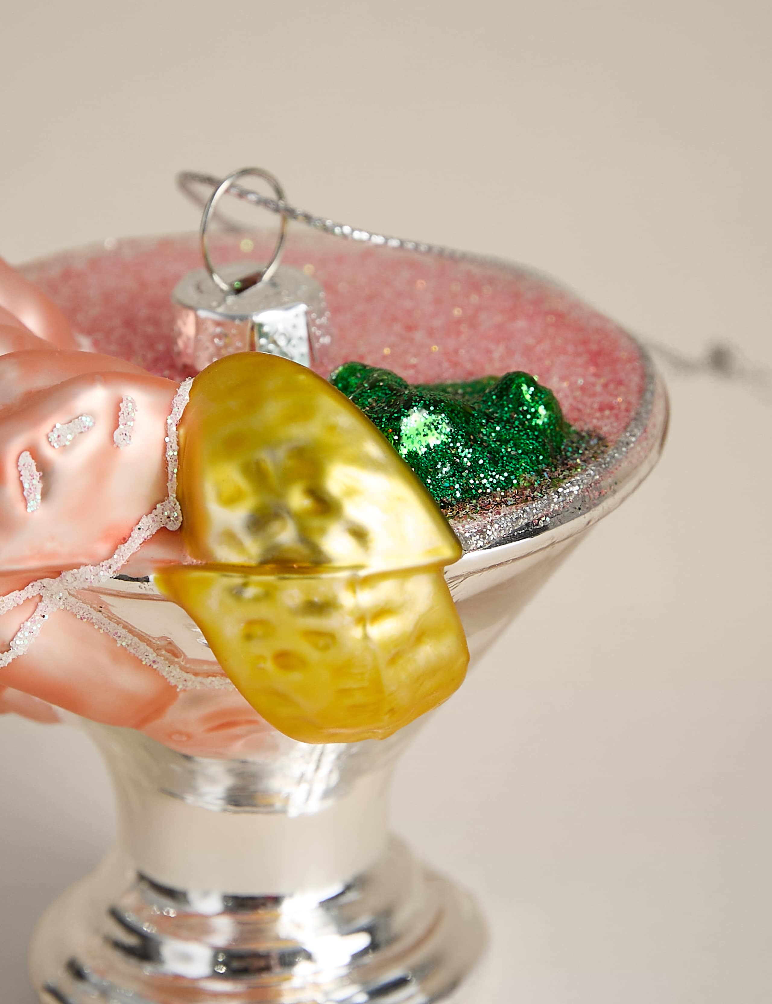 Glass Hanging Prawn Cocktail Decoration 3 of 5