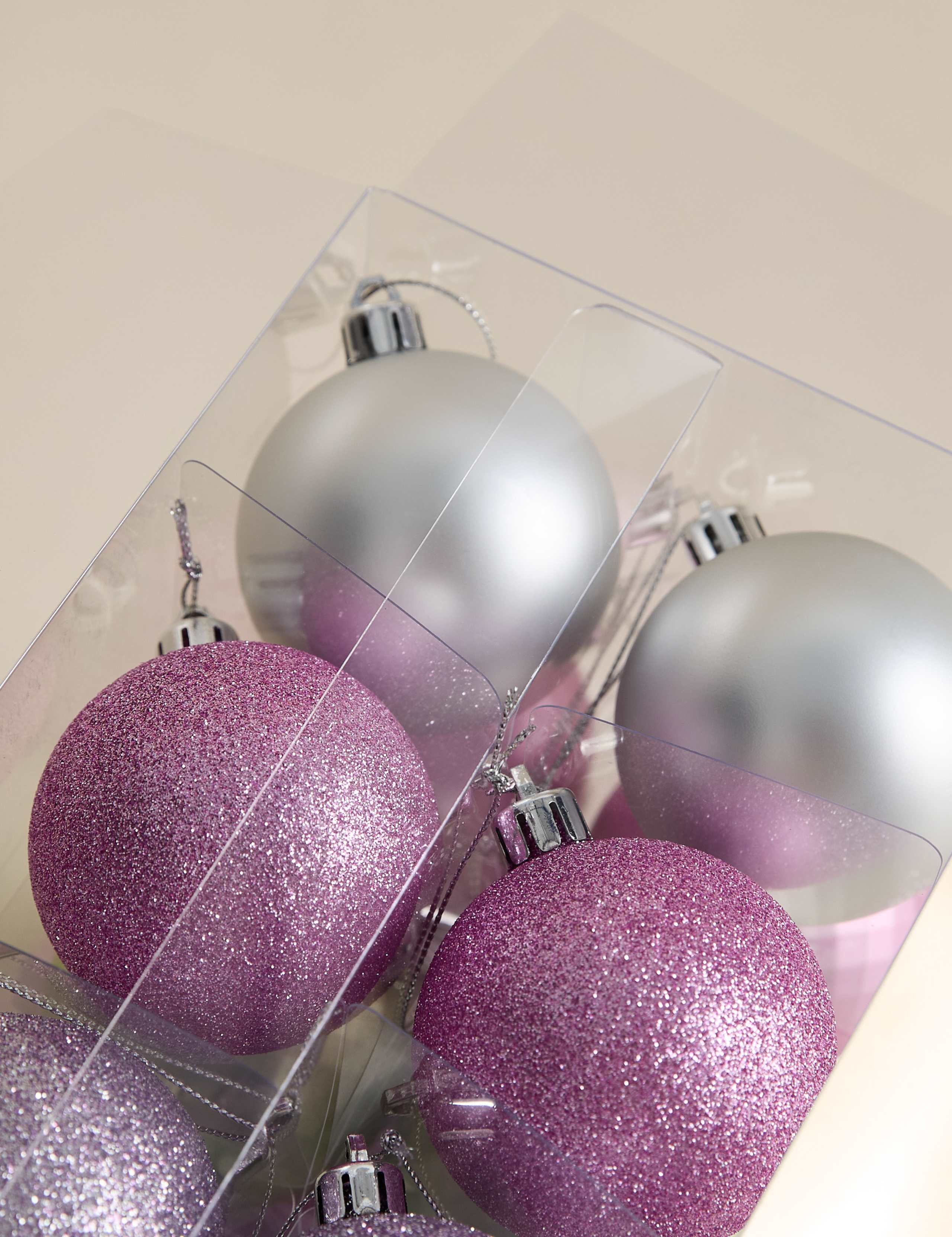 24pk Multicoloured Shatterproof Baubles 2 of 3