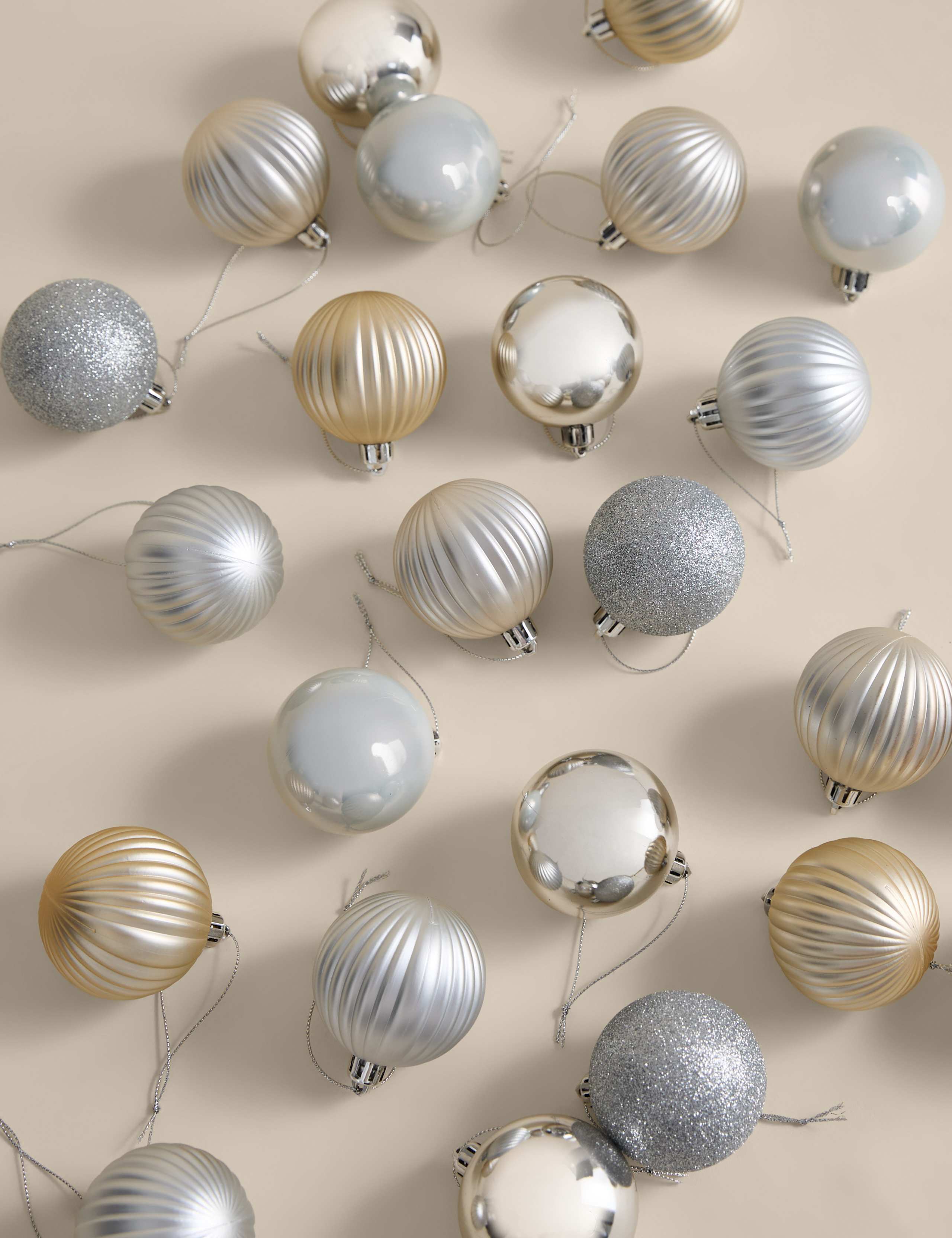 24pk Multicoloured Shatterproof Baubles 1 of 3