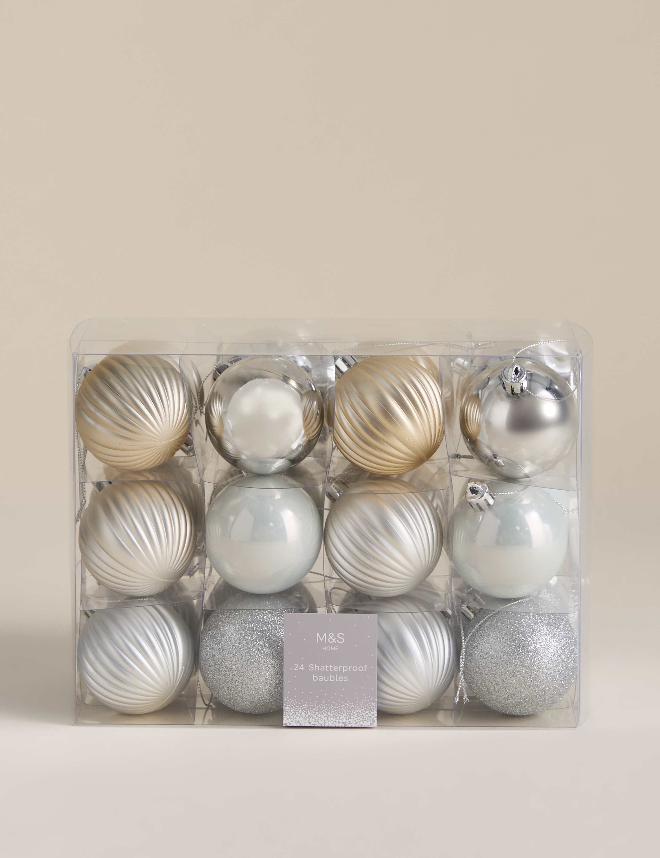 24pk Multicoloured Shatterproof Baubles 3 of 3