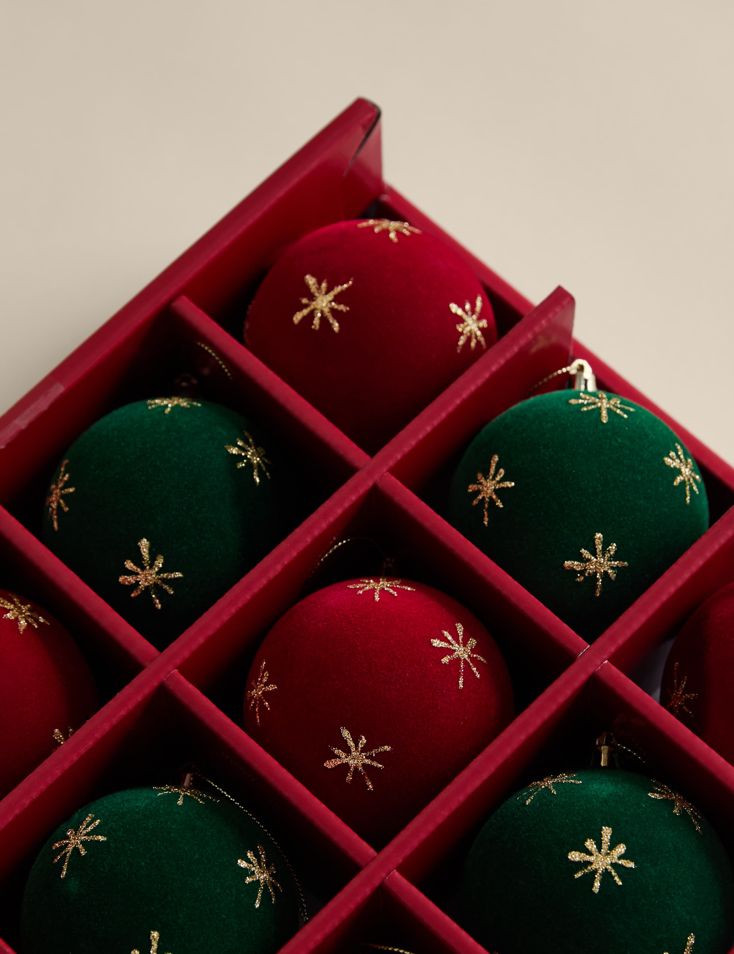 9pk Glitter Shatterproof Flocked Baubles 3 of 3