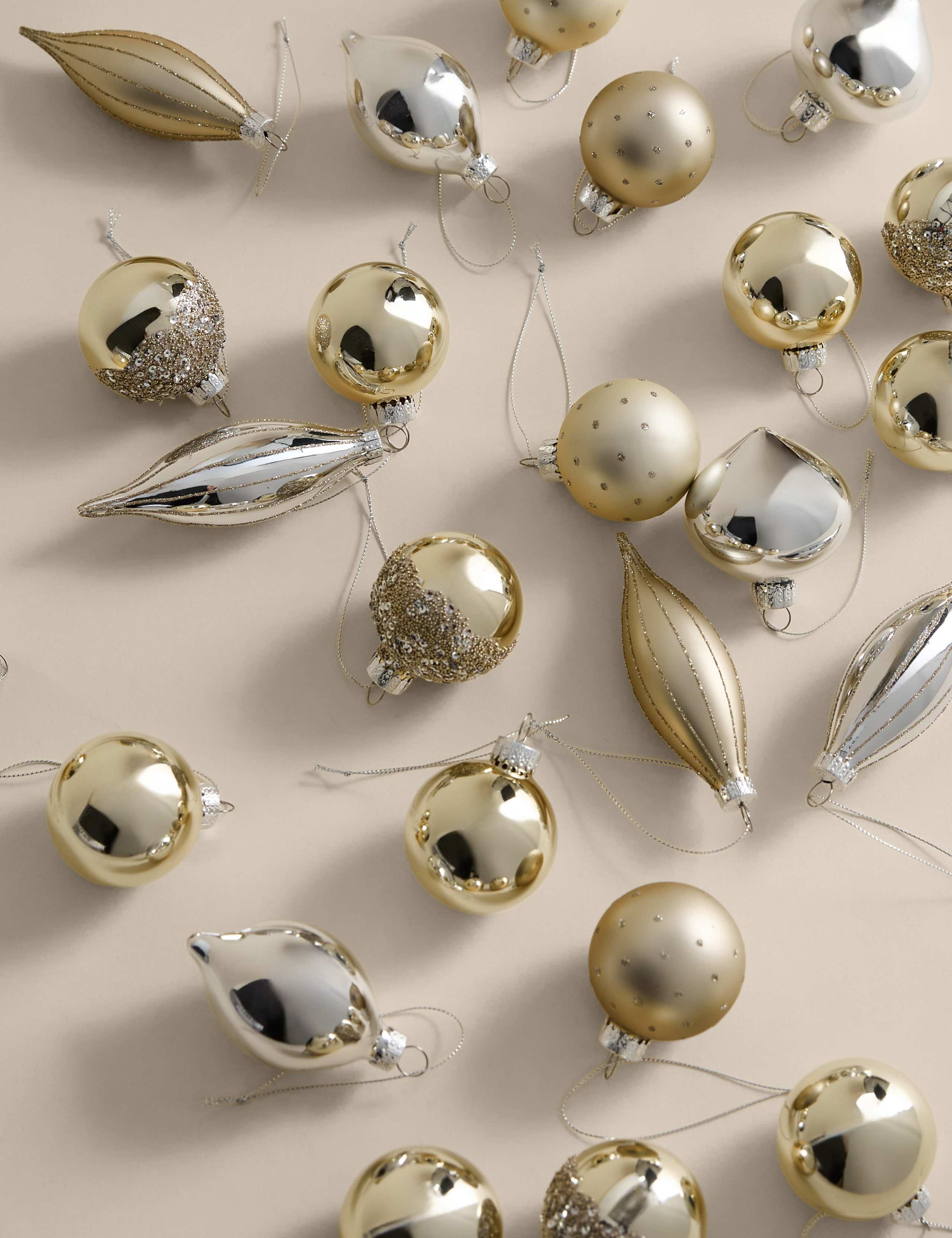 24pk Decorative Glass Baubles 1 of 3