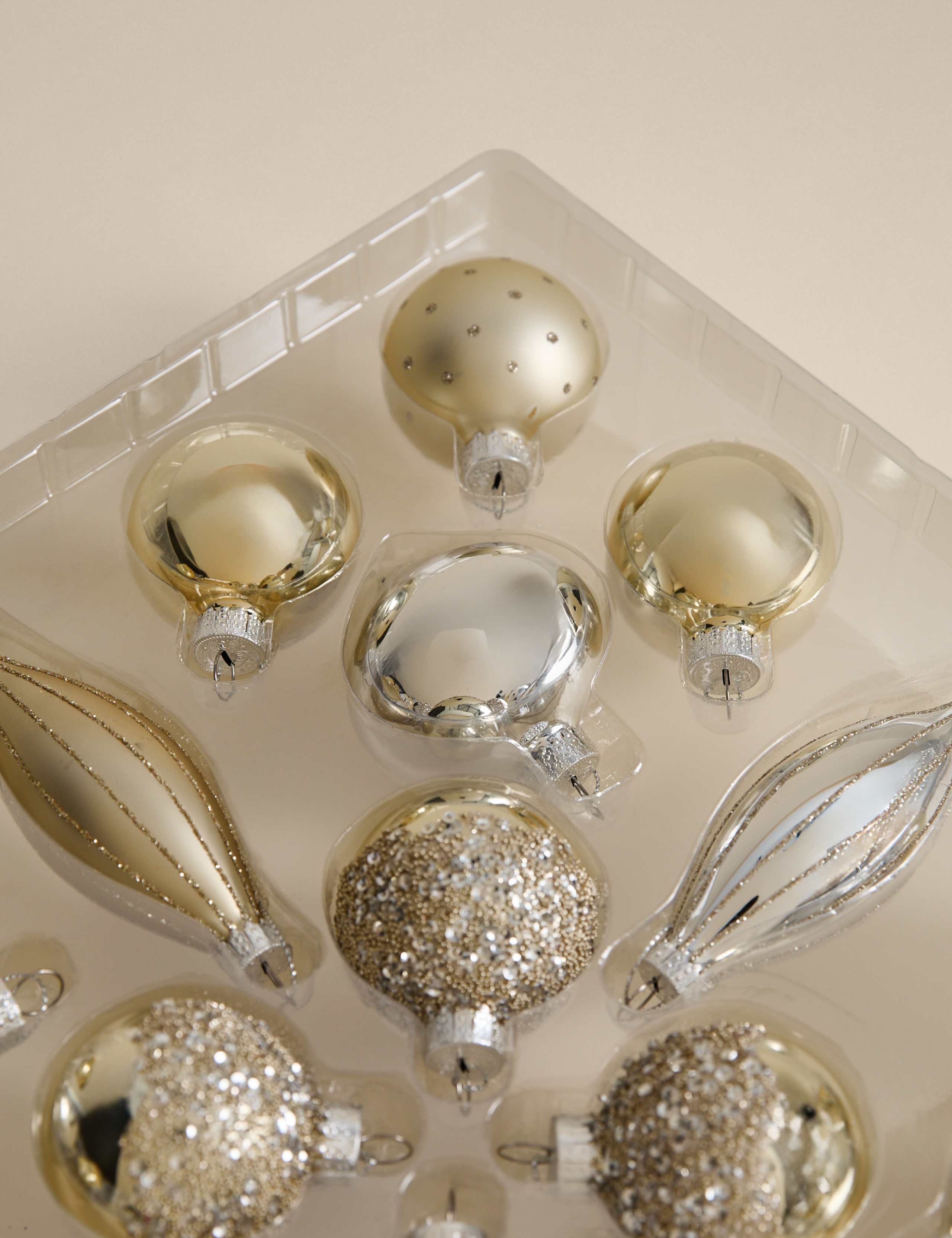 24pk Decorative Glass Baubles 3 of 3