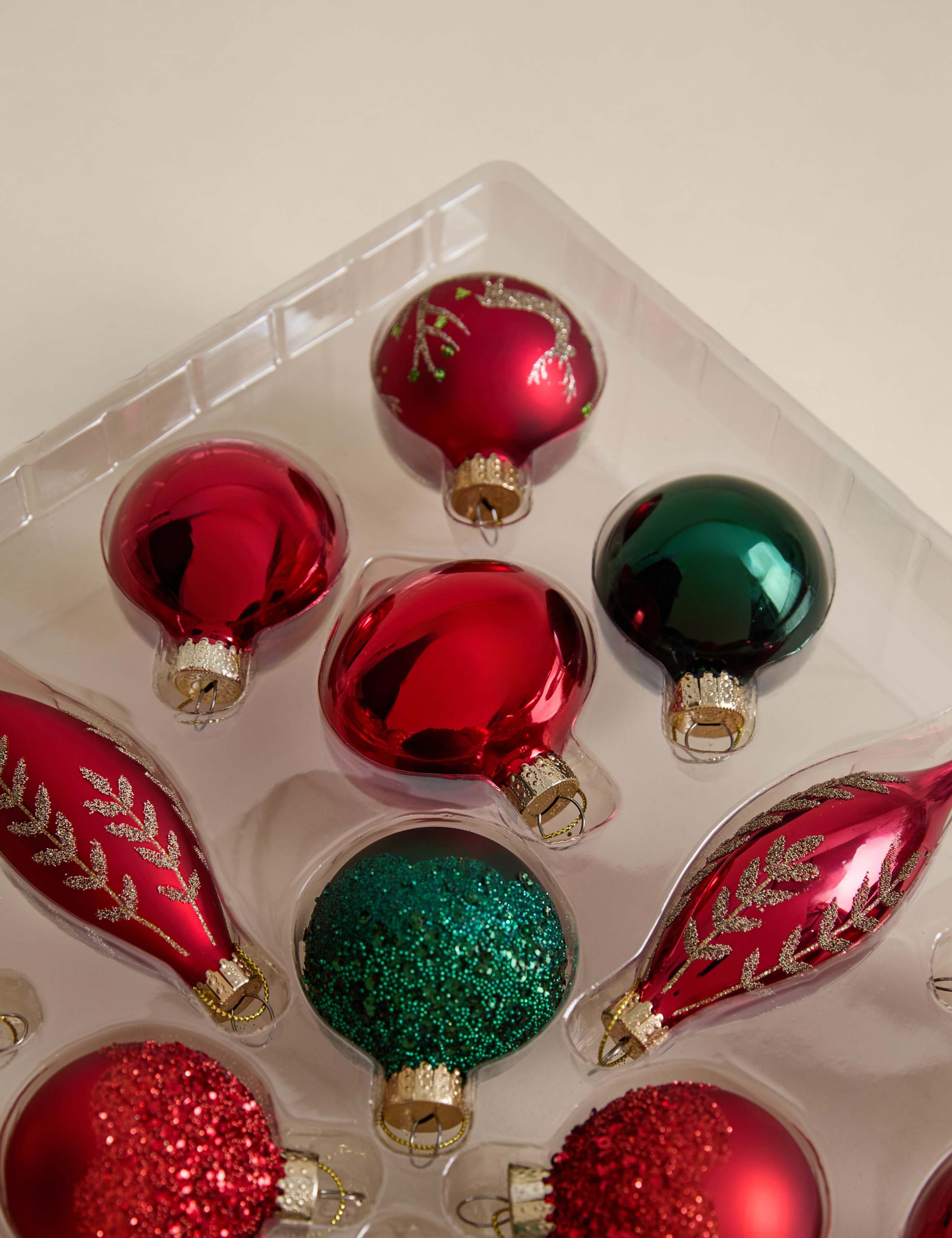 24pk Decorative Glass Baubles 3 of 3