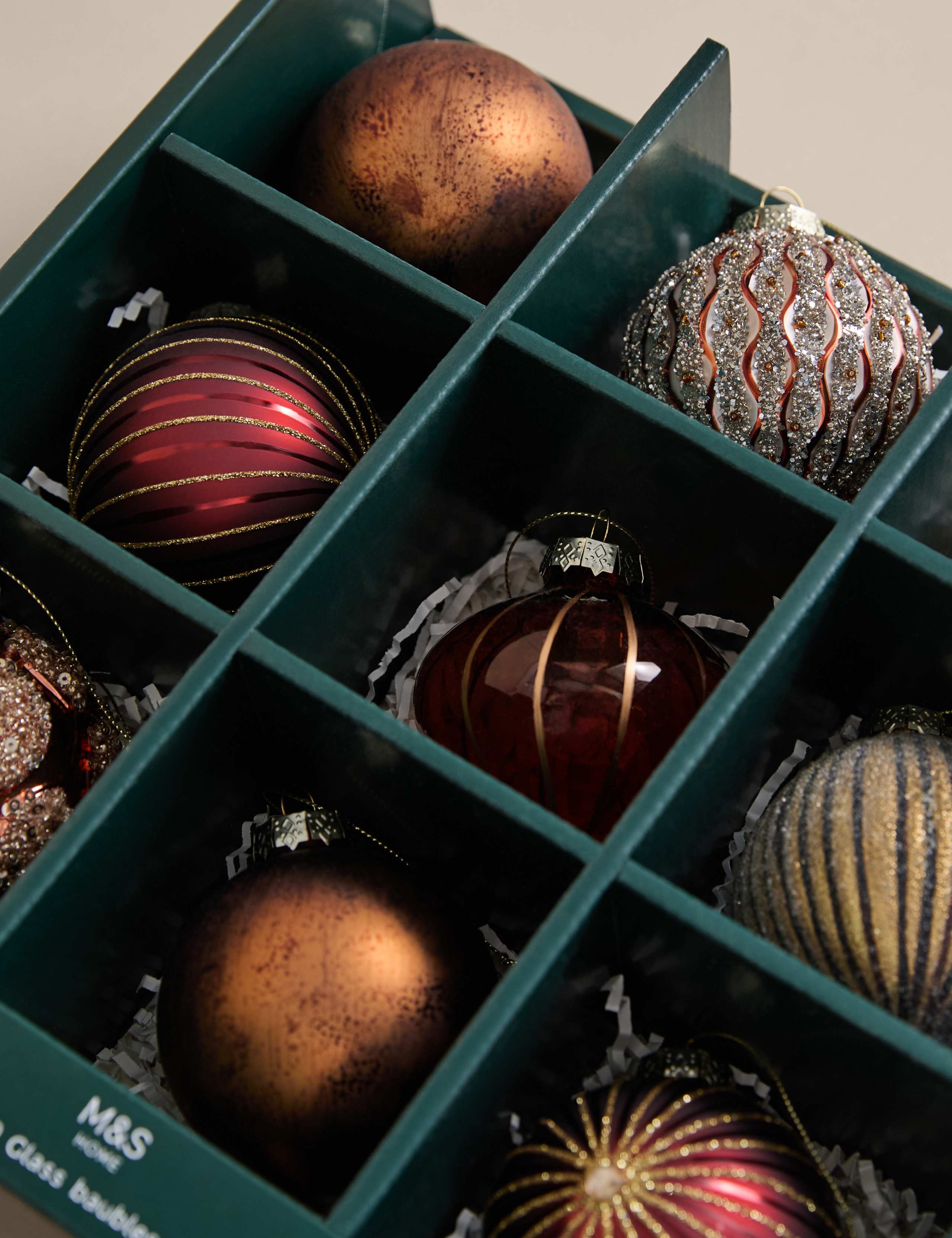 9pk Autumnal Mix Glass Baubles 3 of 3
