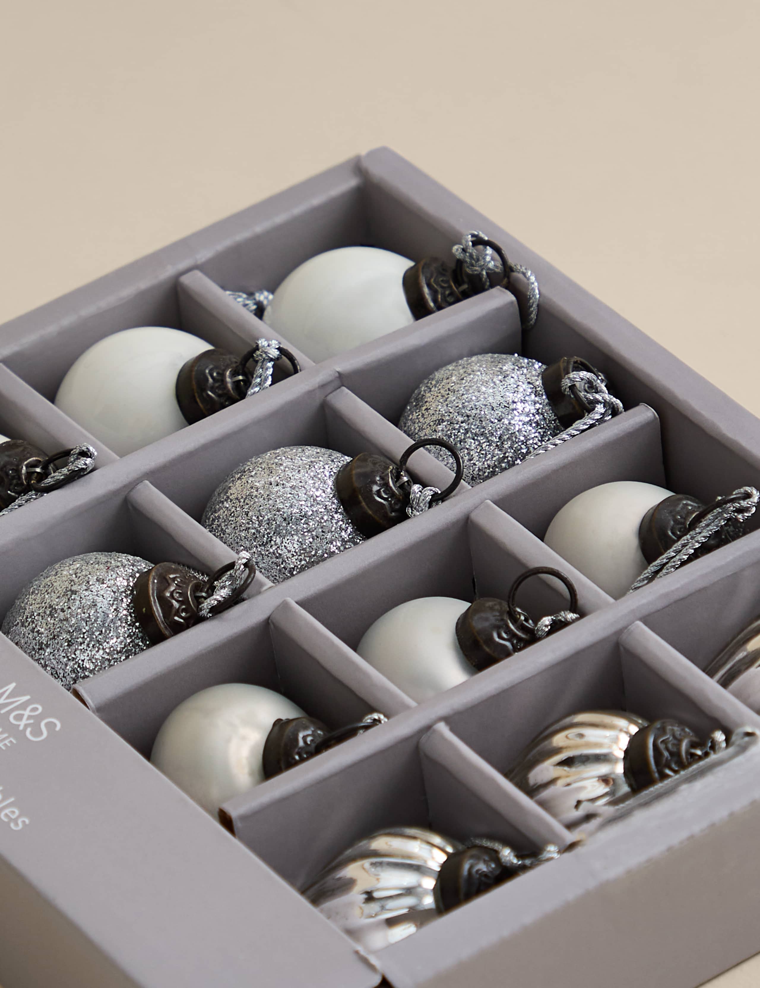 12pk Silver Glass Mini Baubles 3 of 3