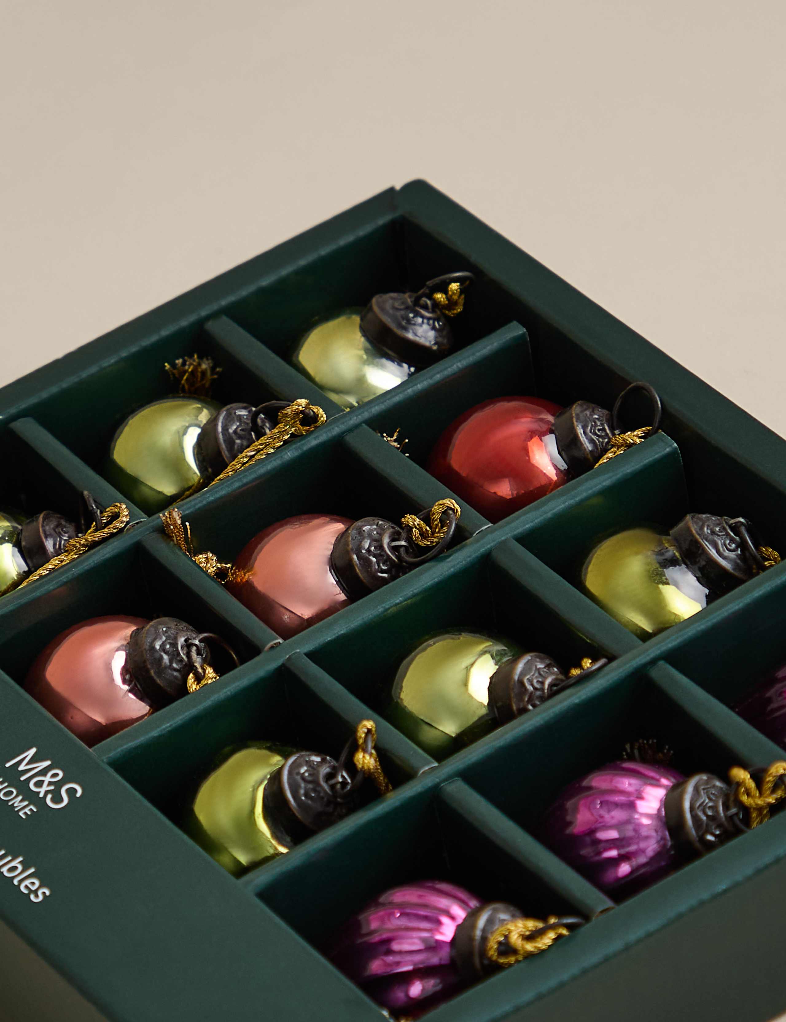 12pk Multicoloured Glass Mini Baubles 3 of 3