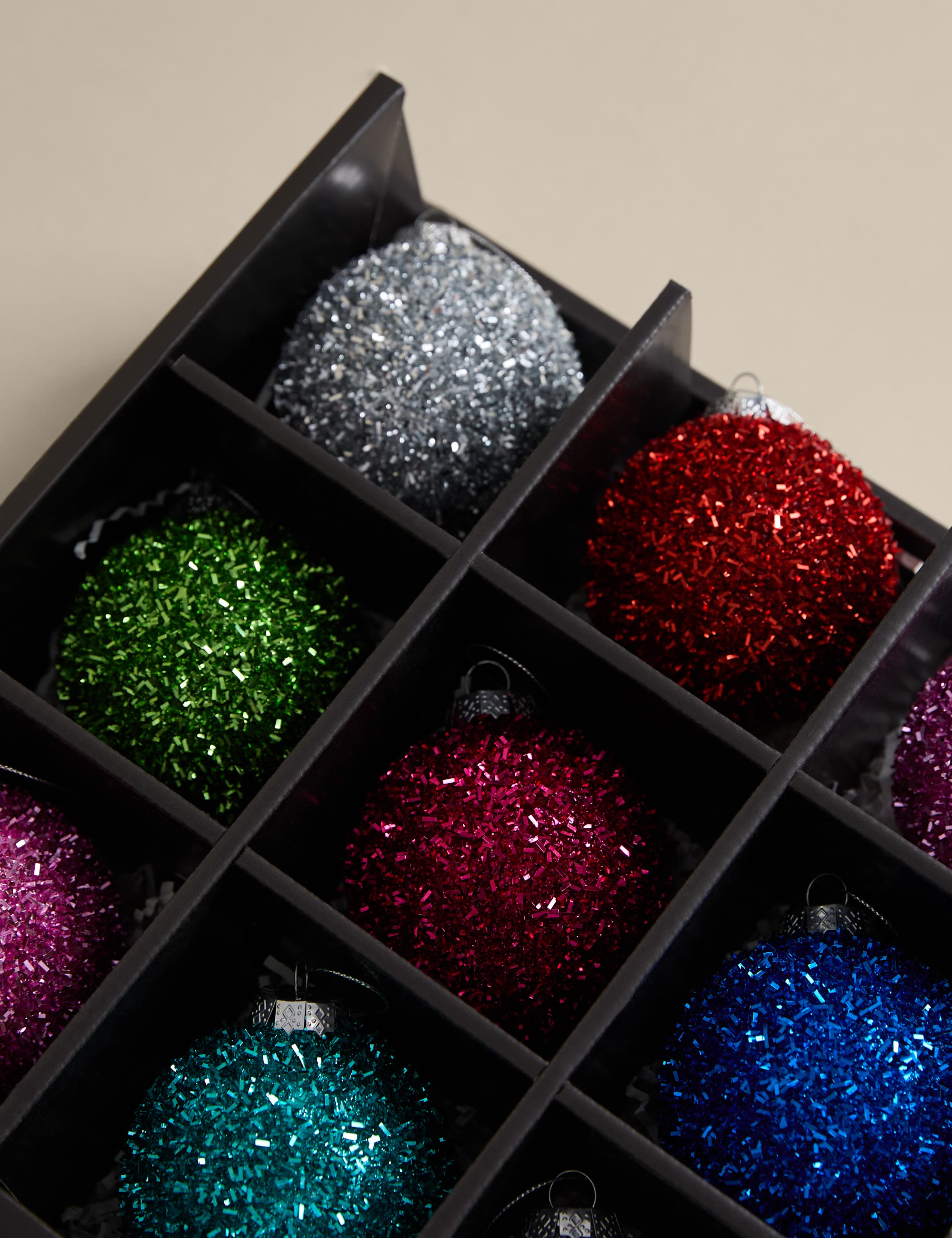 9pk Multicoloured Tinsel Baubles 3 of 3