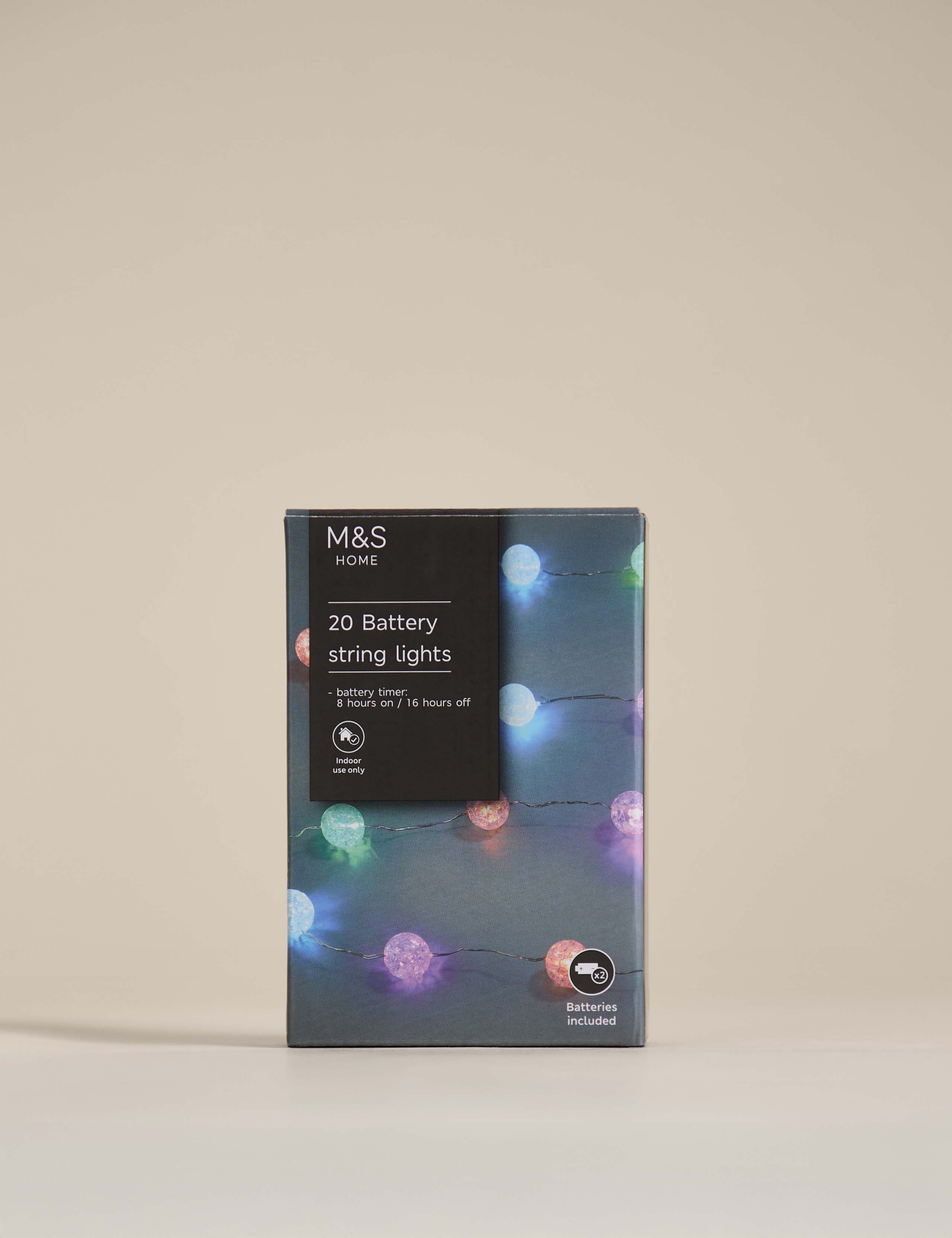 20 Pastel Frosted Ball Battery String Lights 3 of 3