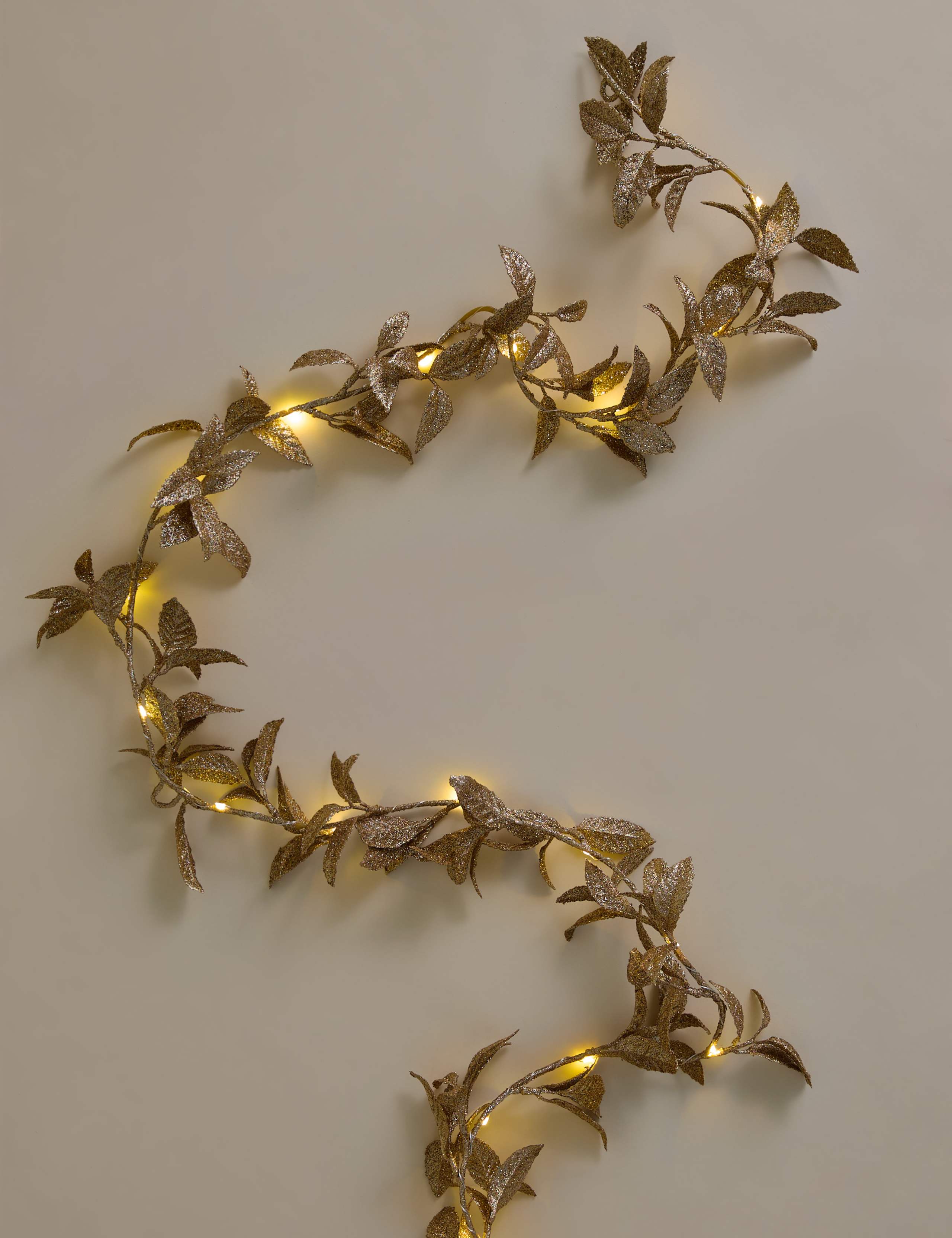 Pre-Lit Gold Leaf Garland 1 of 4