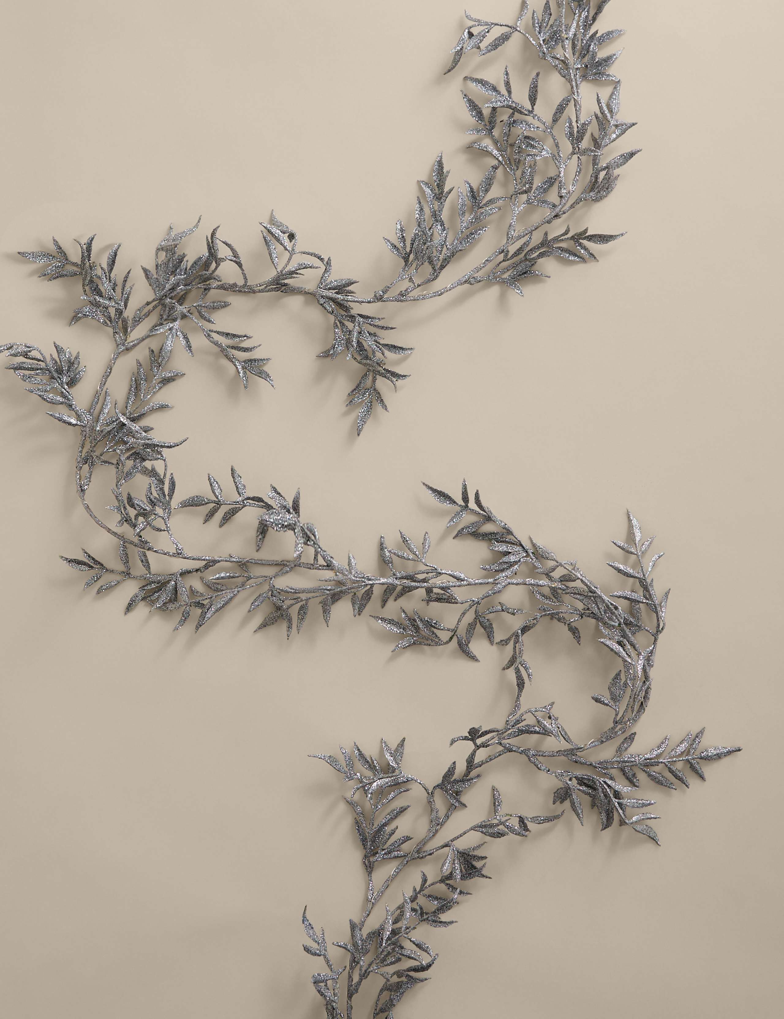 Pre-Lit Silver Leaf Garland 4 of 4