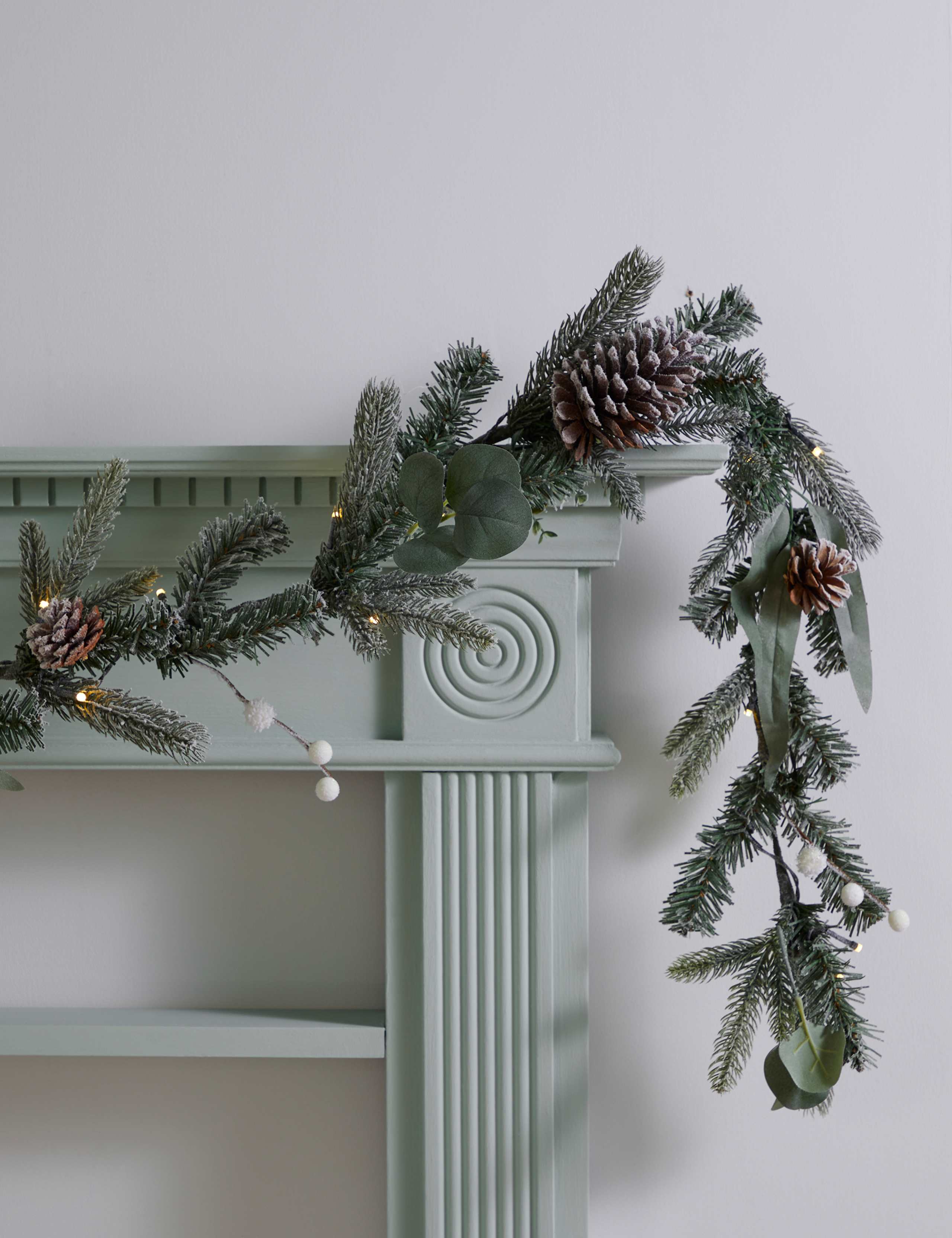 6ft Pre-Lit Pine Cone & White Berry Garland 1 of 4