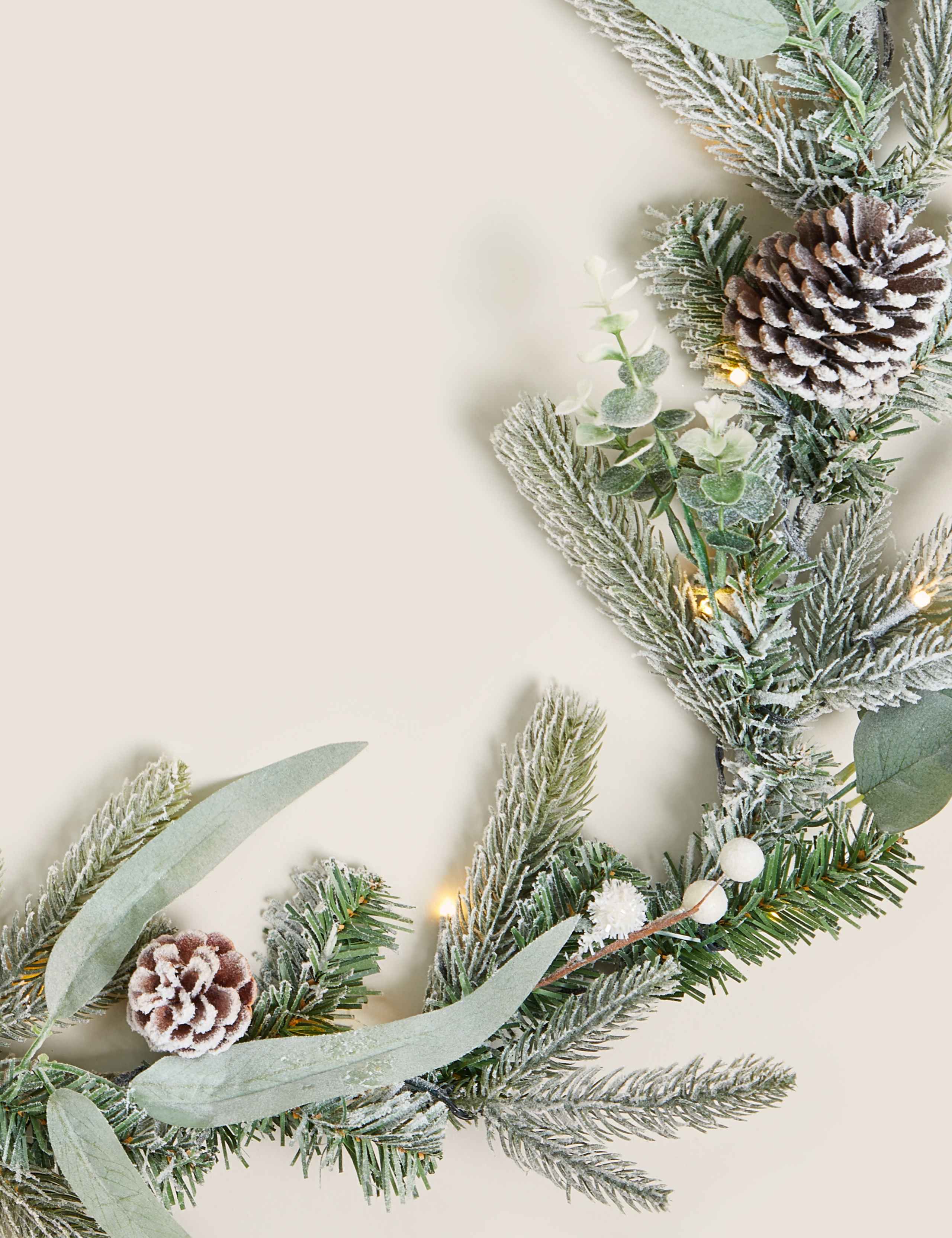 6ft Pre-Lit Pine Cone & White Berry Garland 3 of 4