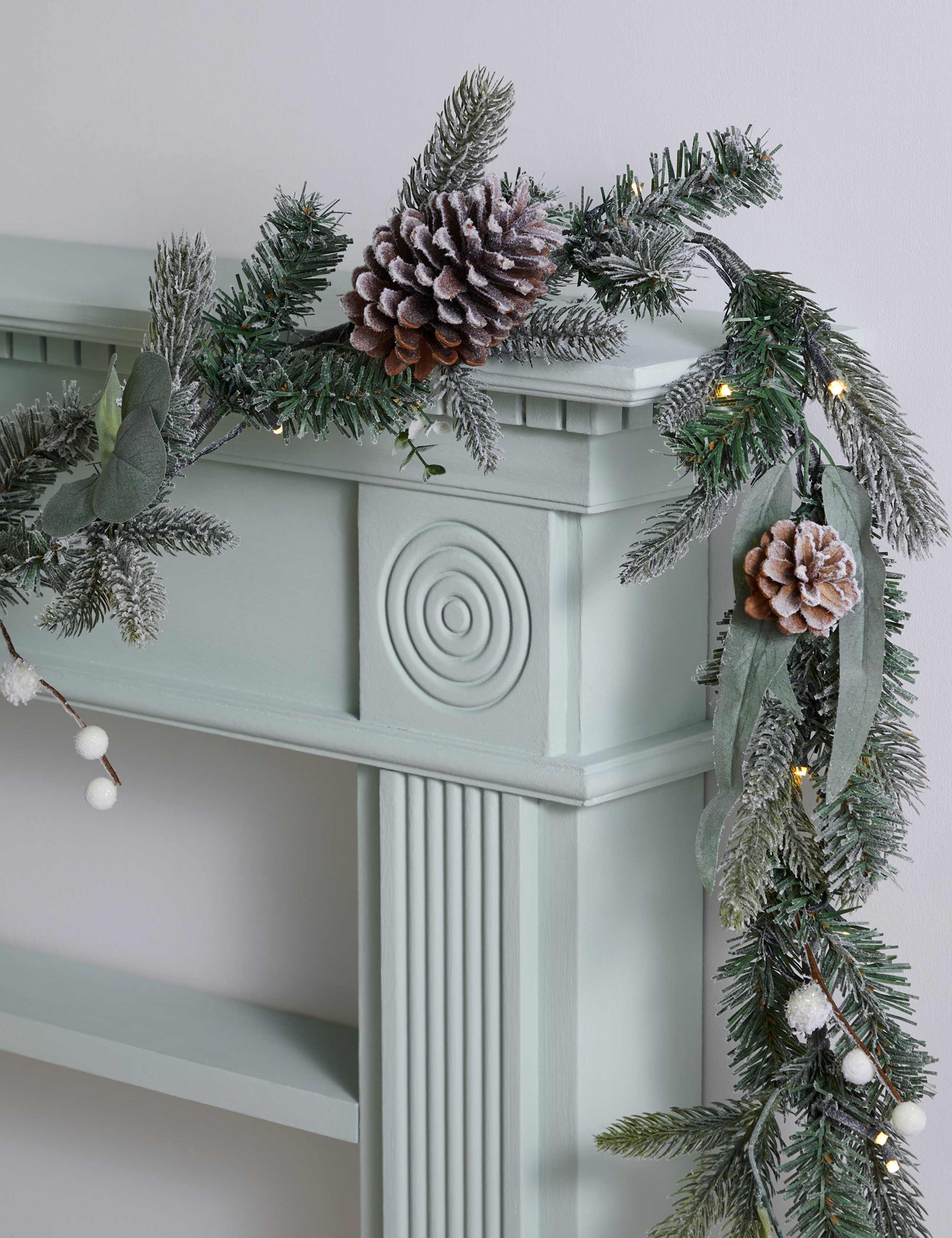 6ft Pre-Lit Pine Cone & White Berry Garland 2 of 4