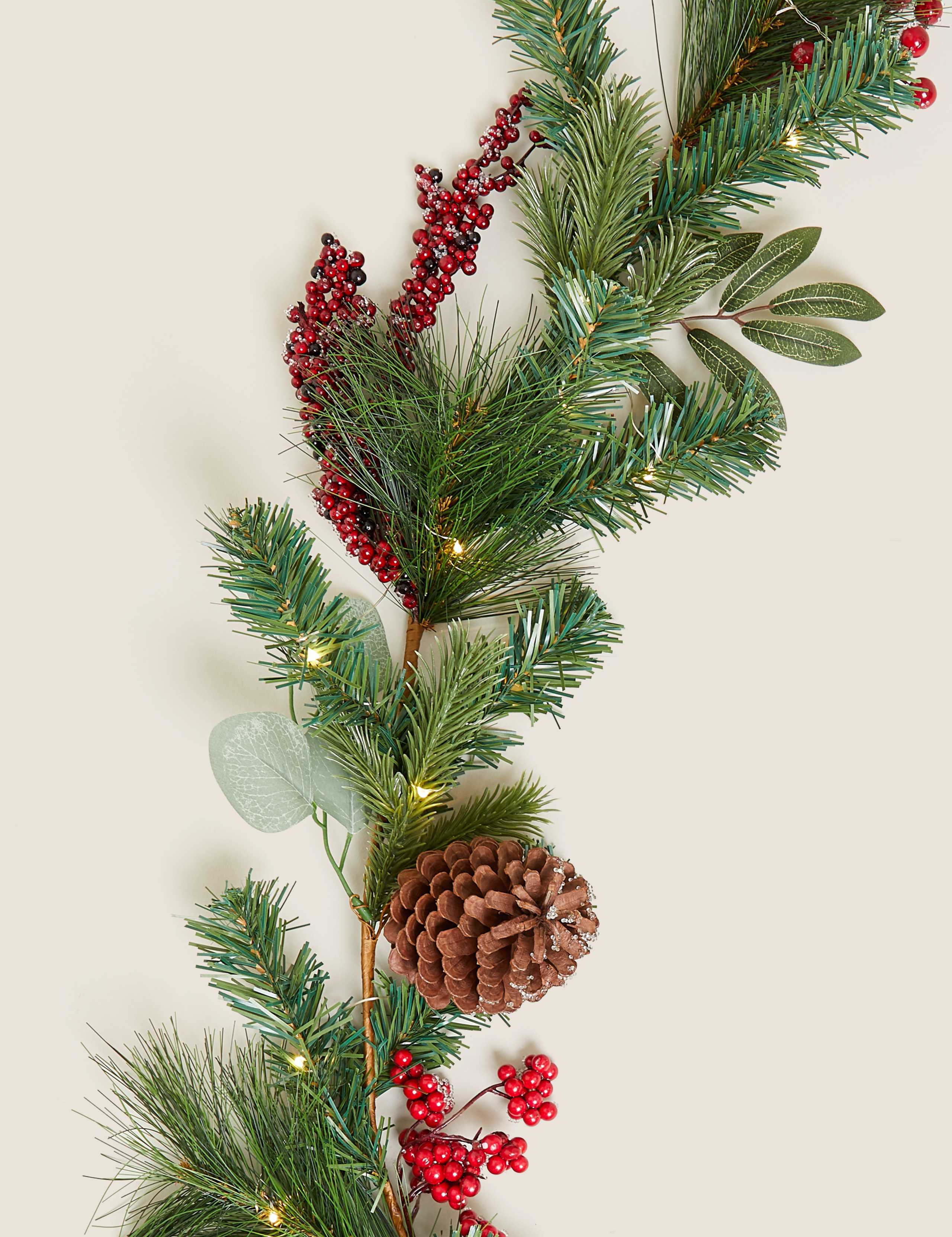 6ft Red Pre-Lit Pine Cone Garland 3 of 4
