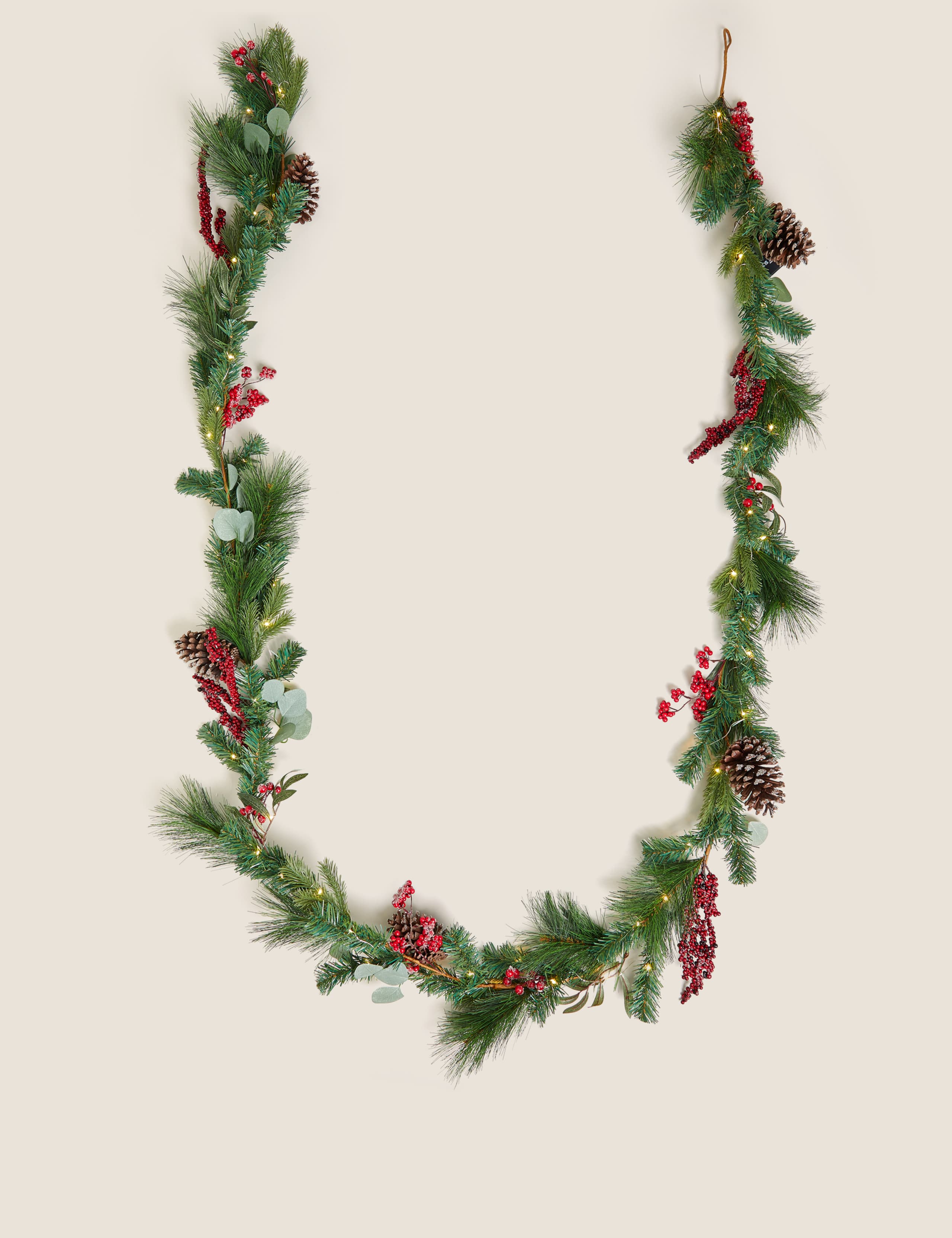 12ft Red Pre-Lit Pine Cone Garland 4 of 4