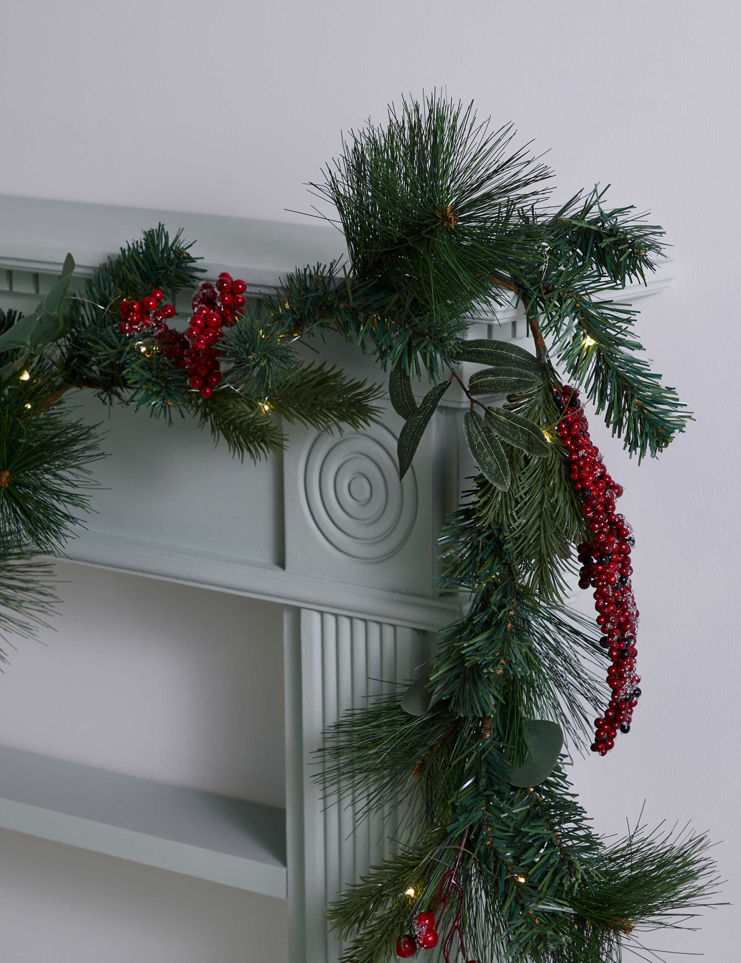 12ft Red Pre-Lit Pine Cone Garland 2 of 4