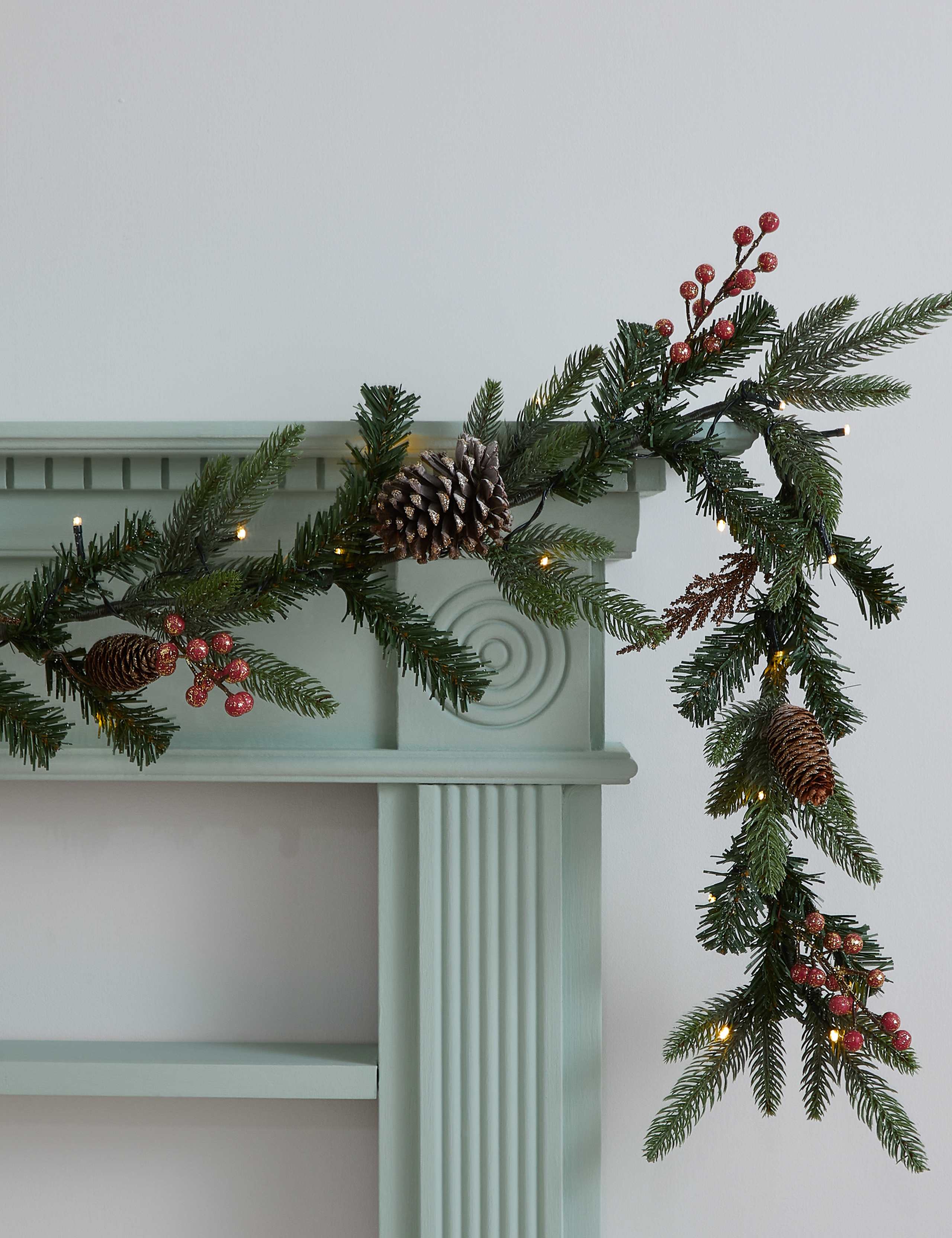 12ft Pre-Lit Pine Cone Garland 1 of 4