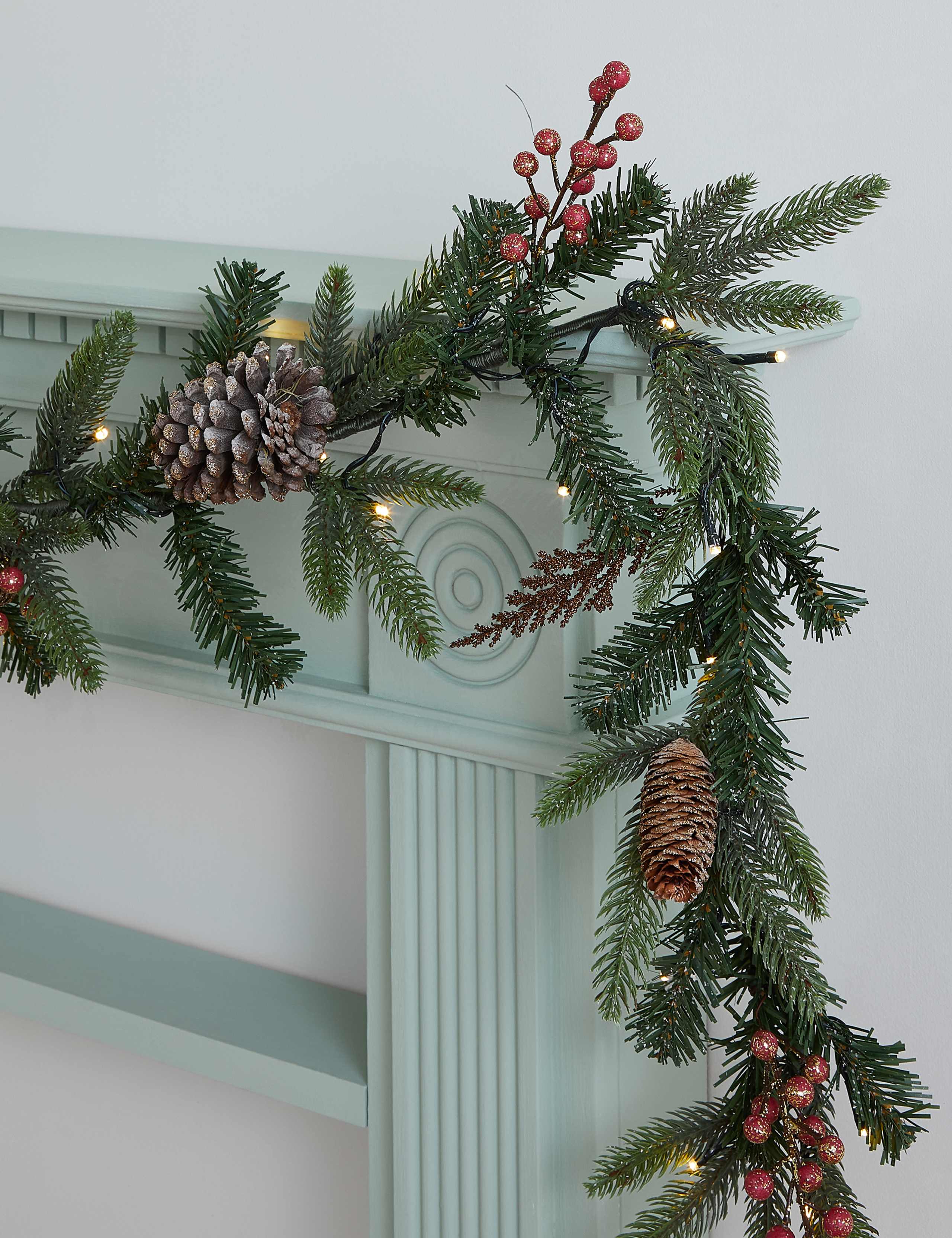 12ft Pre-Lit Pine Cone Garland 2 of 4