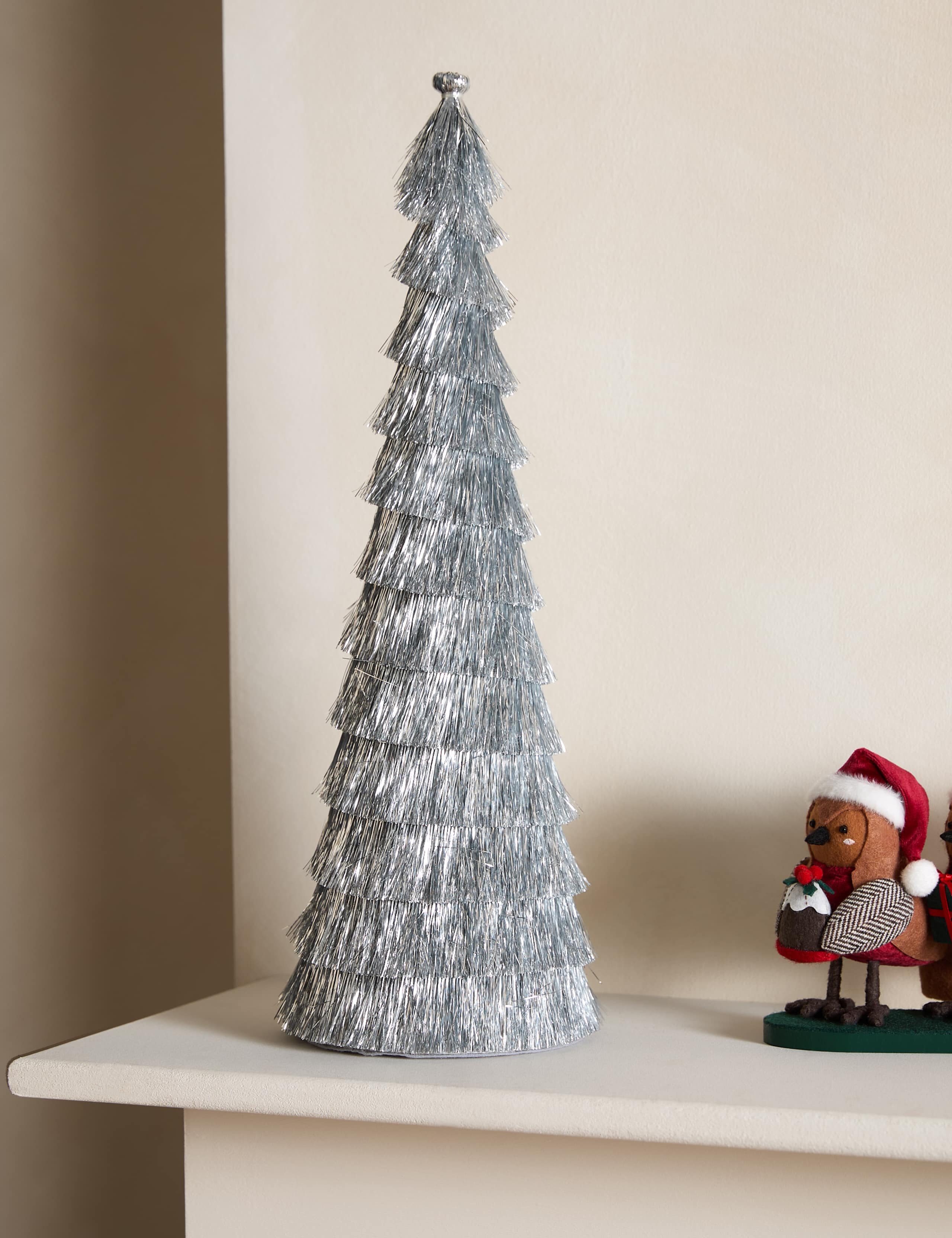 Silver Tinsel Tree Room Decoration 1 of 5