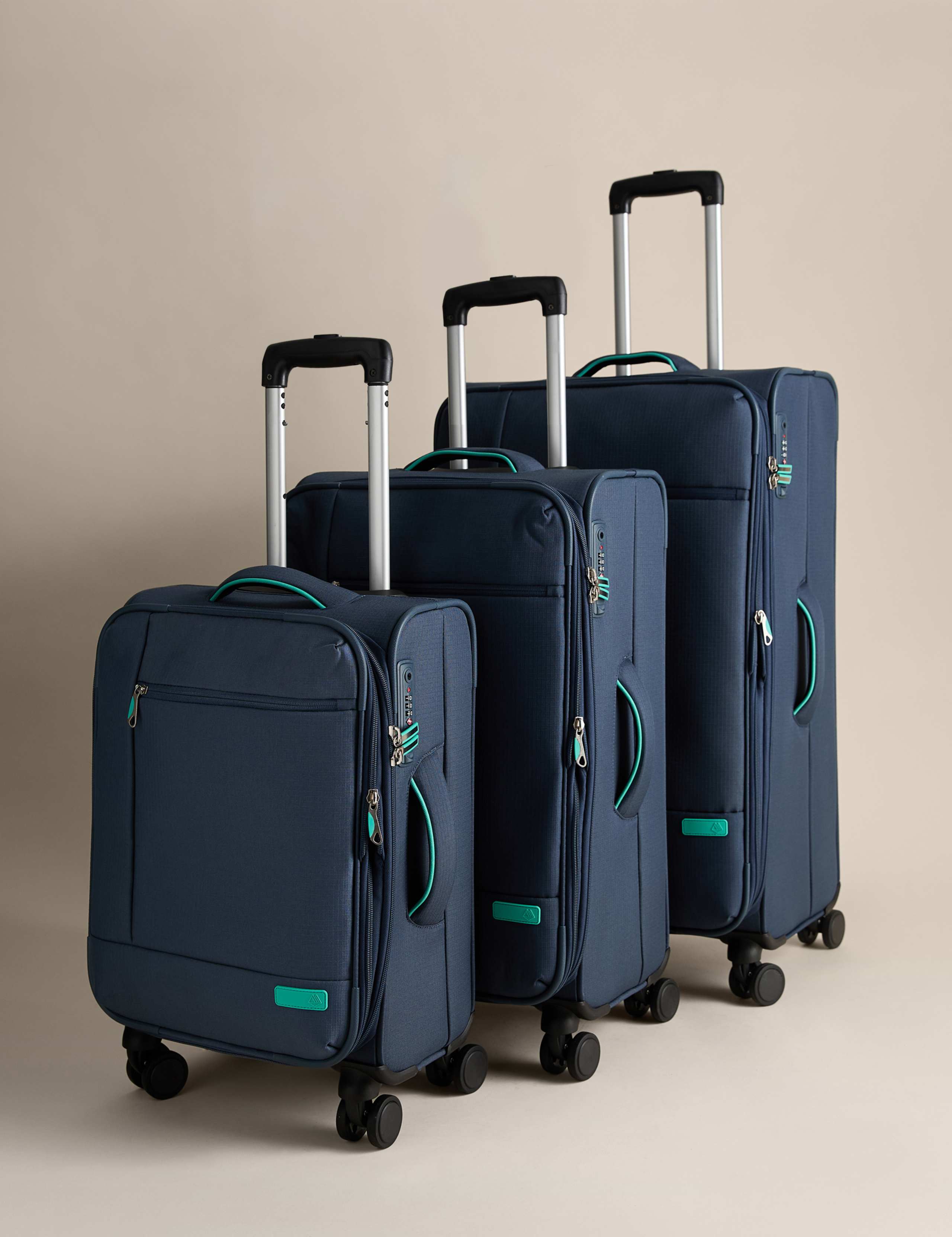 Set of 3 Seville 4 Wheel Soft Suitcases 1 of 6