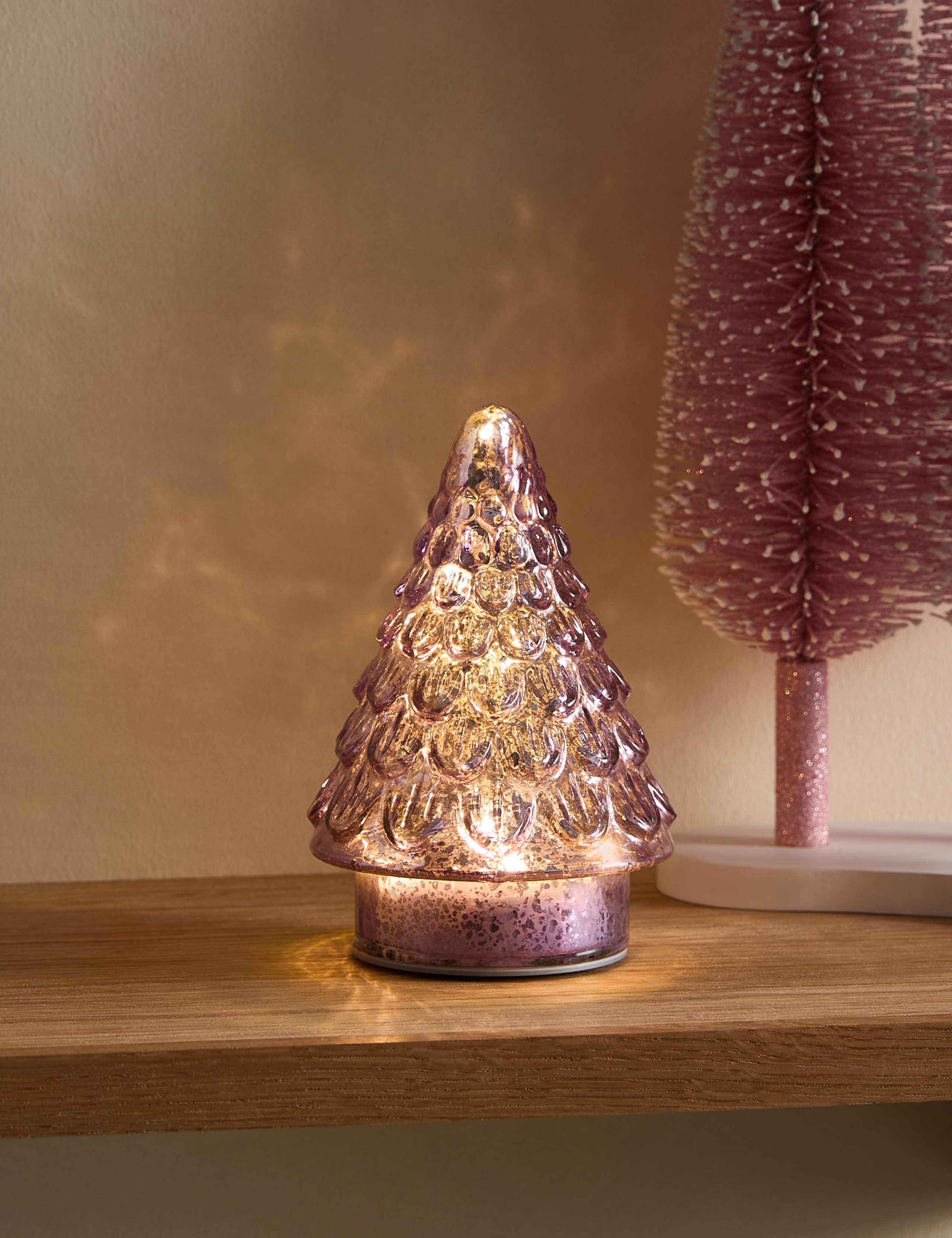 Small Glass Light Up Tree Decoration 1 of 3