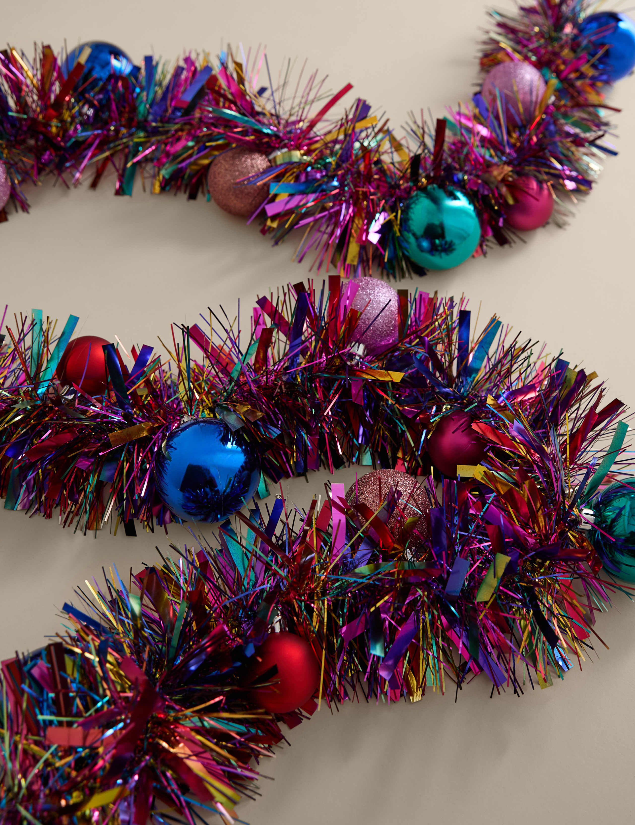 Multicoloured Tinsel Bauble Garland 2 of 2
