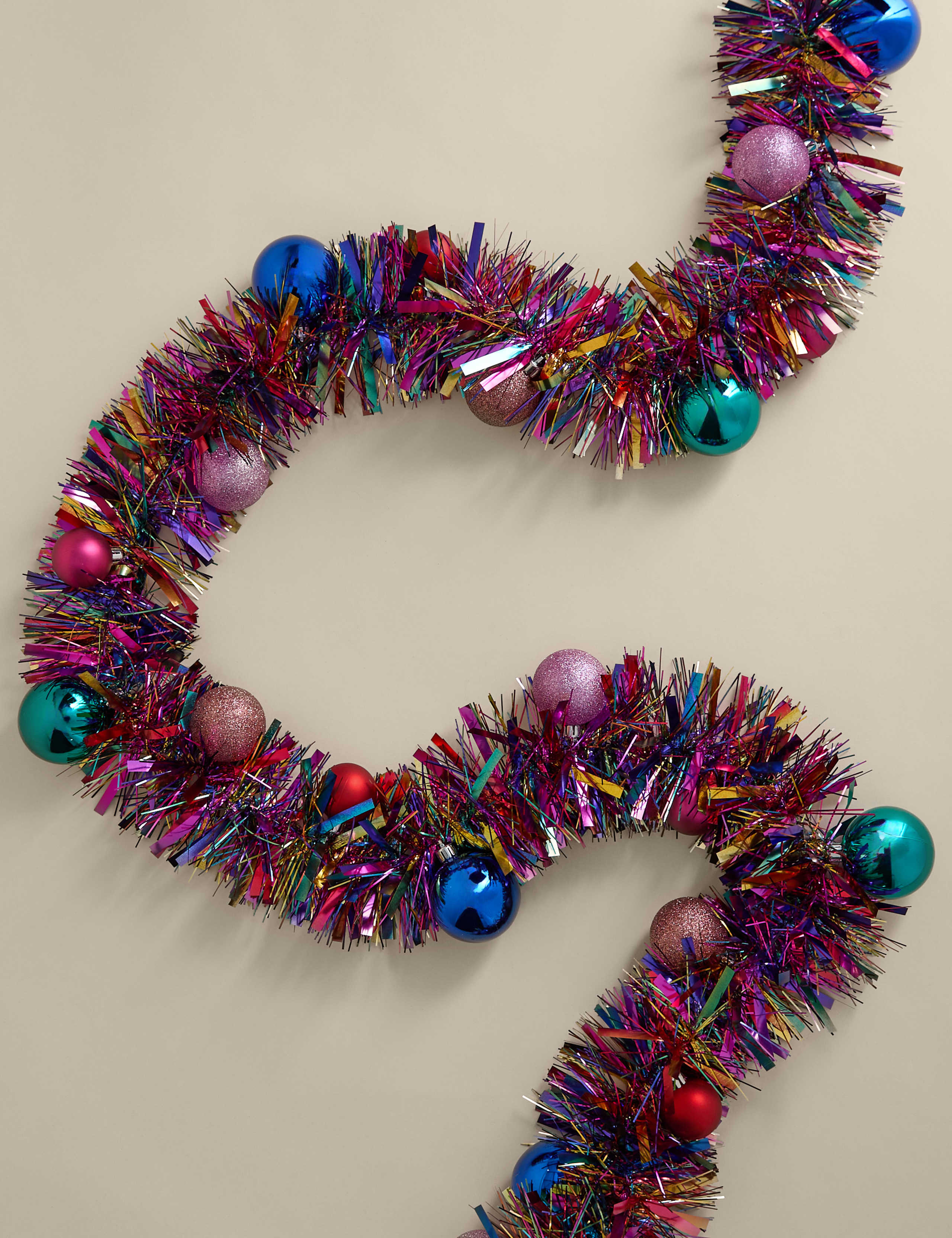 Multicoloured Tinsel Bauble Garland 1 of 2