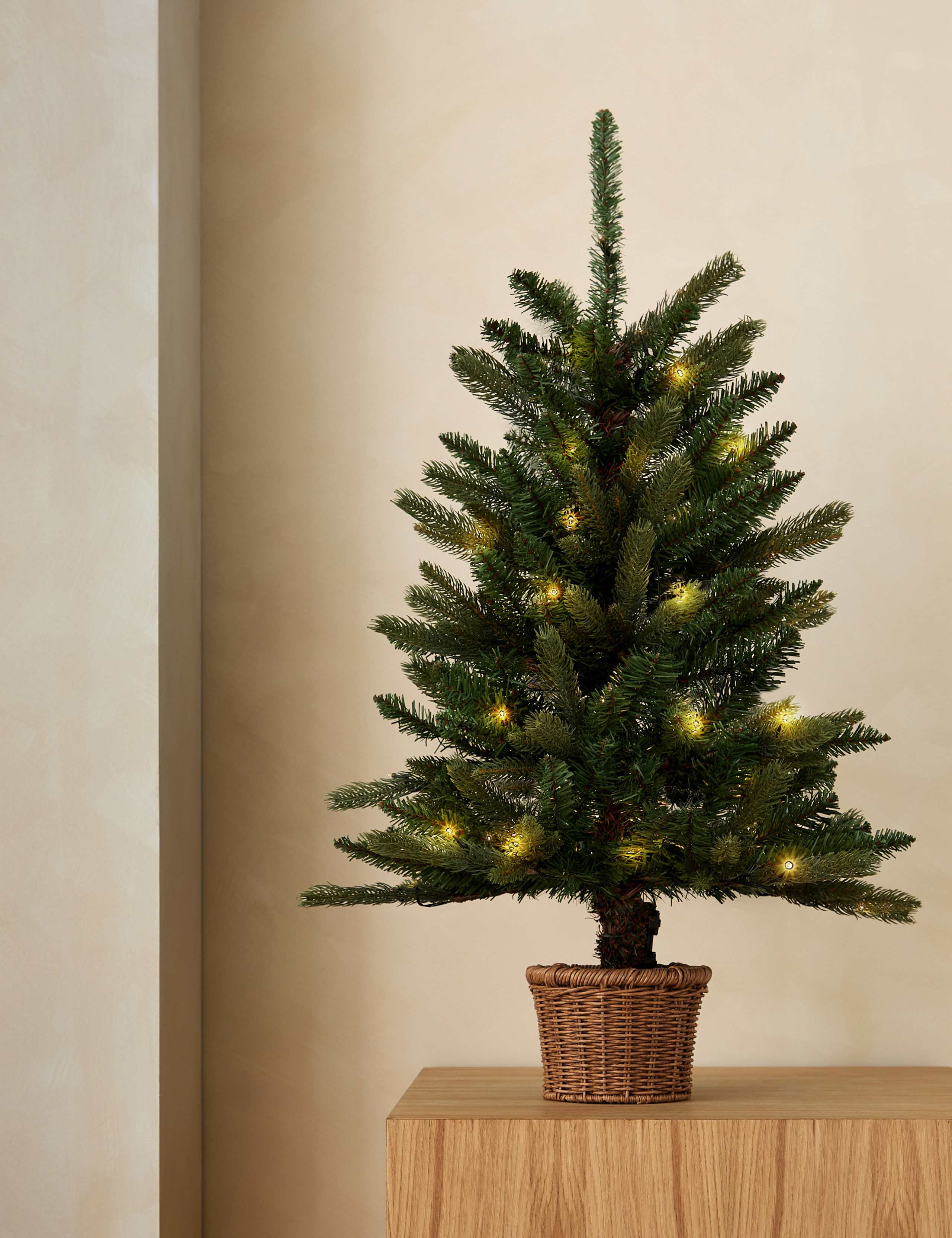 3ft Pre-Lit Rattan Pot Noble Christmas Tree 1 of 6
