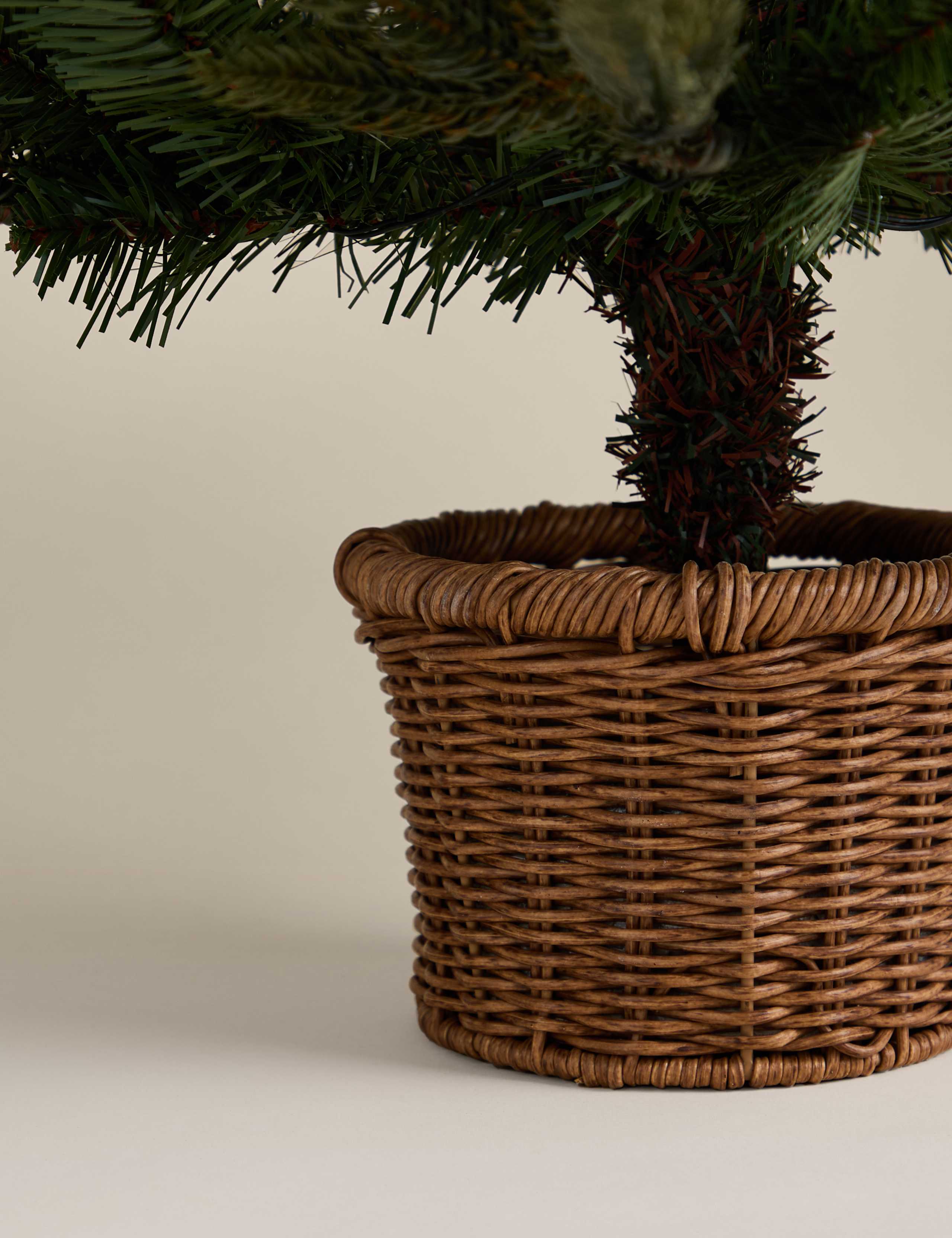 3ft Pre-Lit Rattan Pot Noble Christmas Tree 3 of 6