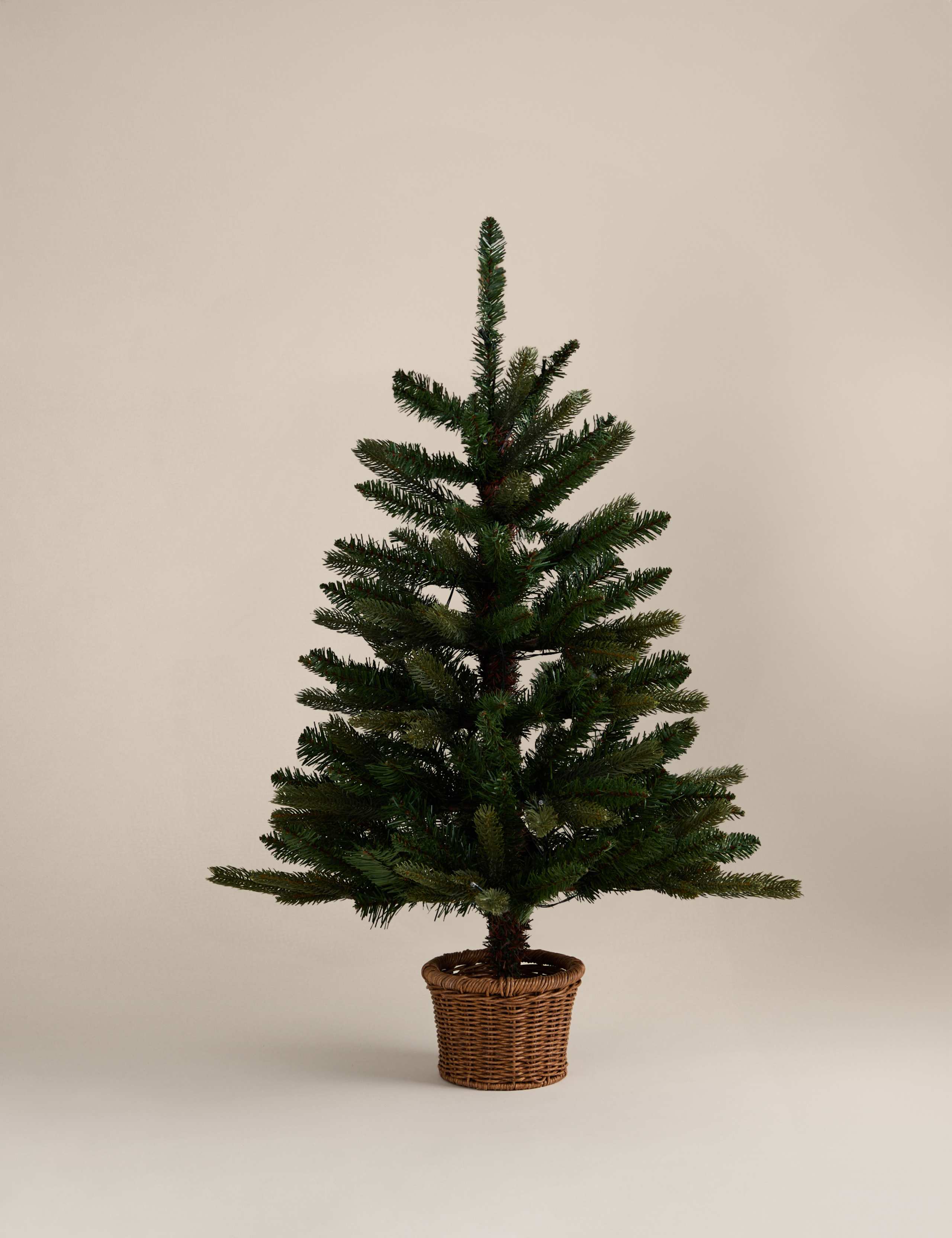 3ft Pre-Lit Rattan Pot Noble Christmas Tree 2 of 6