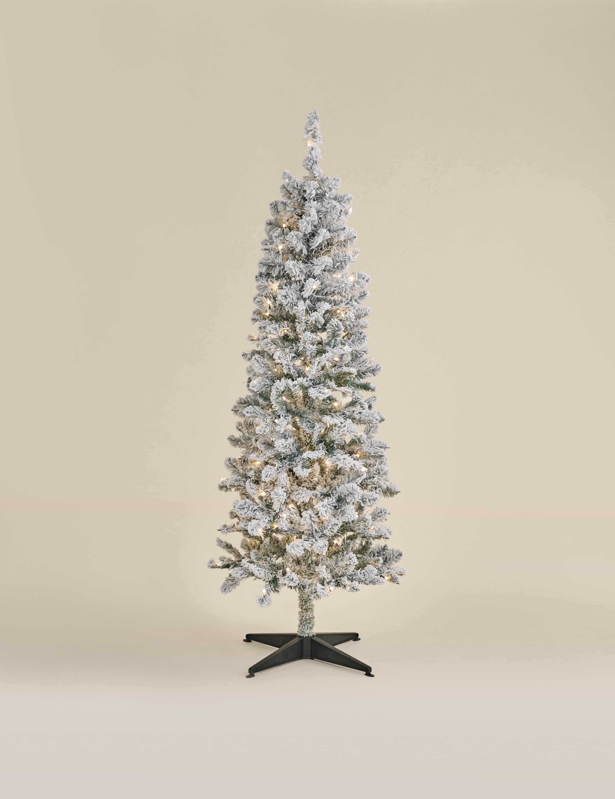 6ft Pre-Lit Slim Snowy Christmas Tree 2 of 5