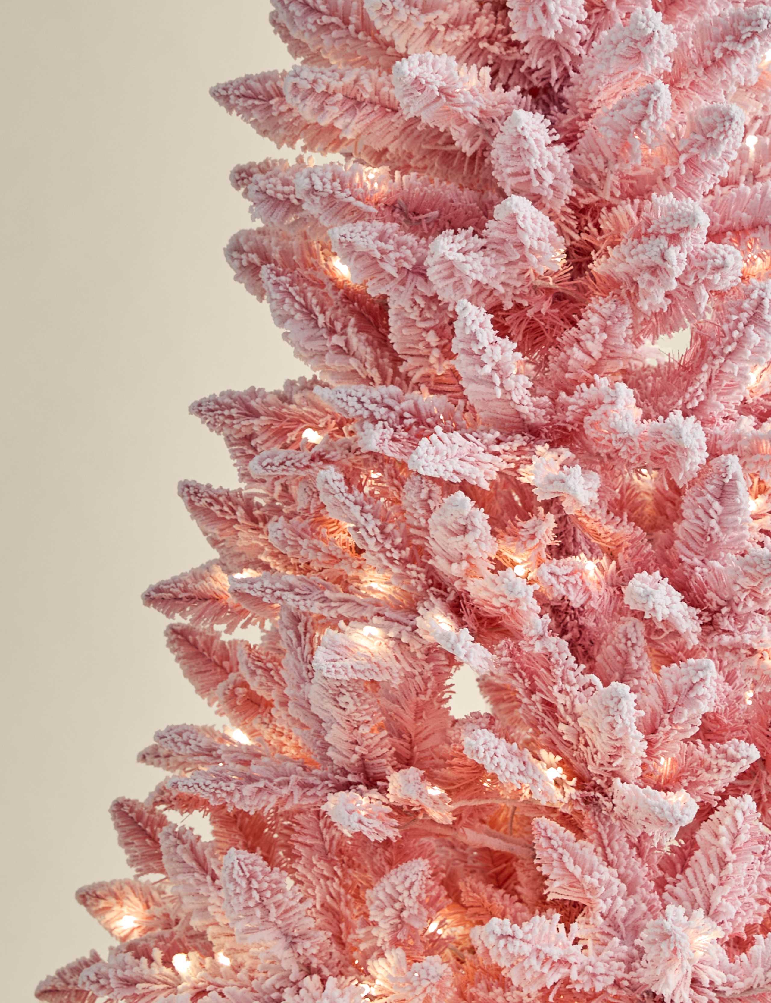 6ft Pre-Lit Snowy Pink Christmas Tree 4 of 7