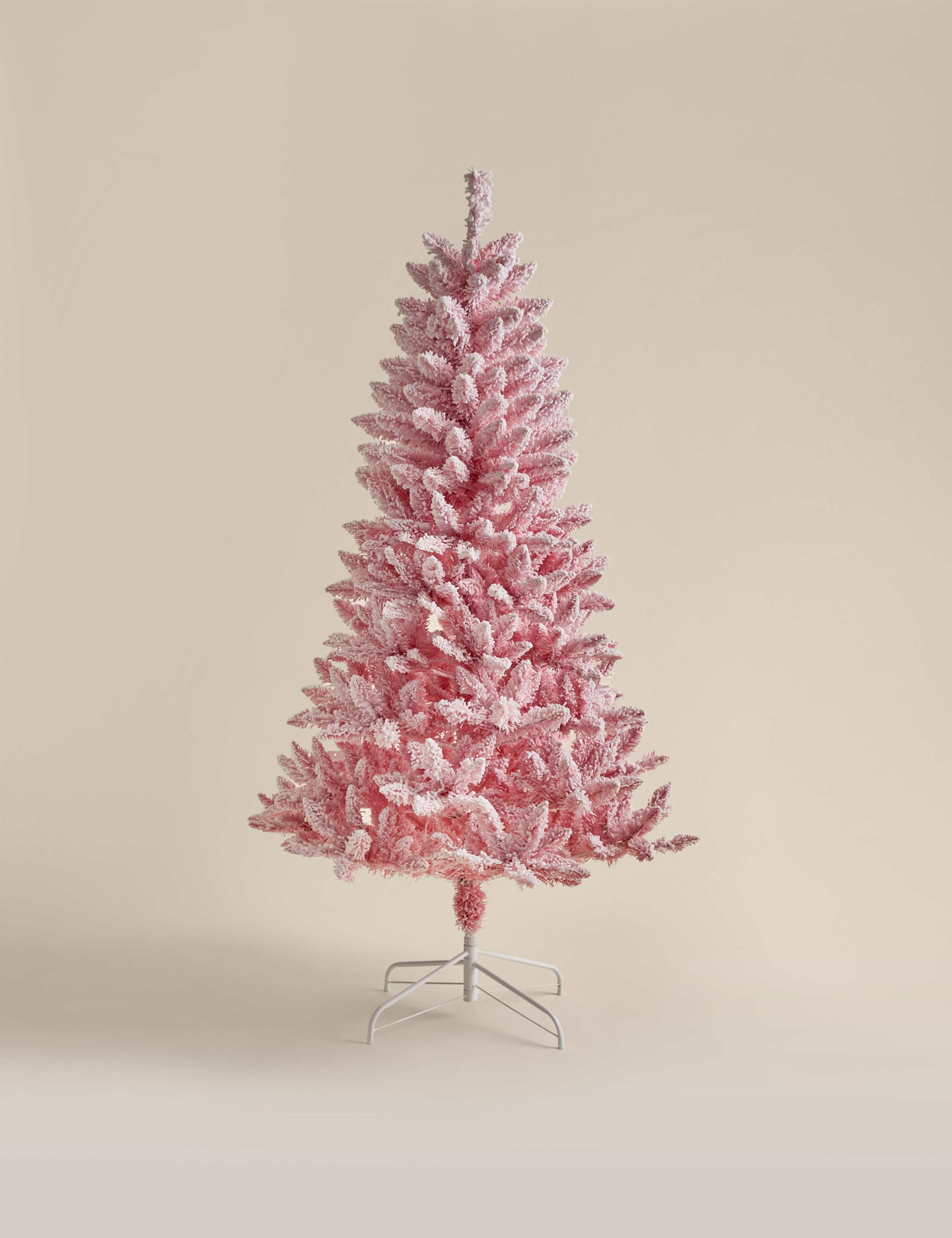 6ft Pre-Lit Snowy Pink Christmas Tree 5 of 7