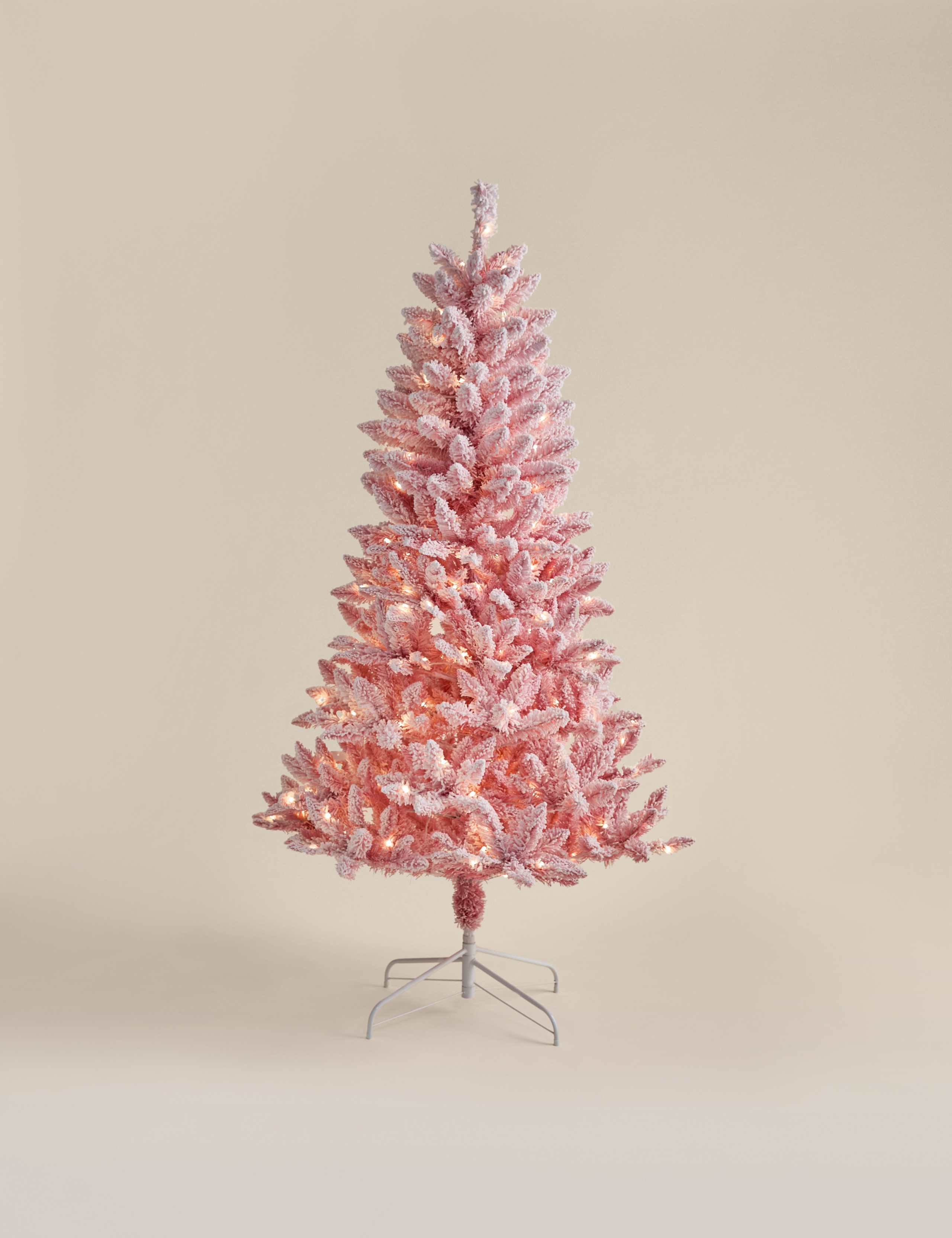 6ft Pre-Lit Snowy Pink Christmas Tree 2 of 7