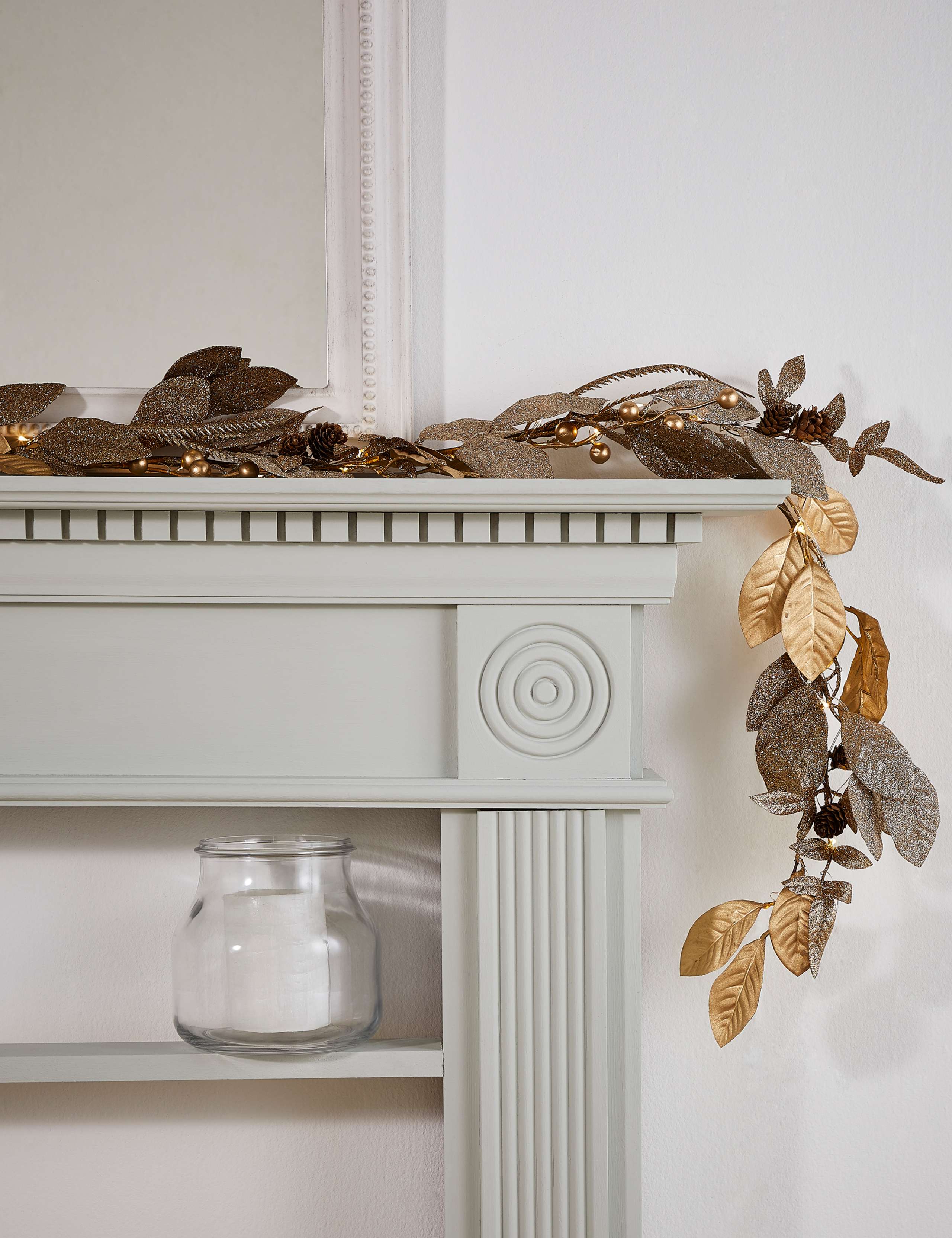 6ft Pre Lit Golden Leaf Garland 1 of 5