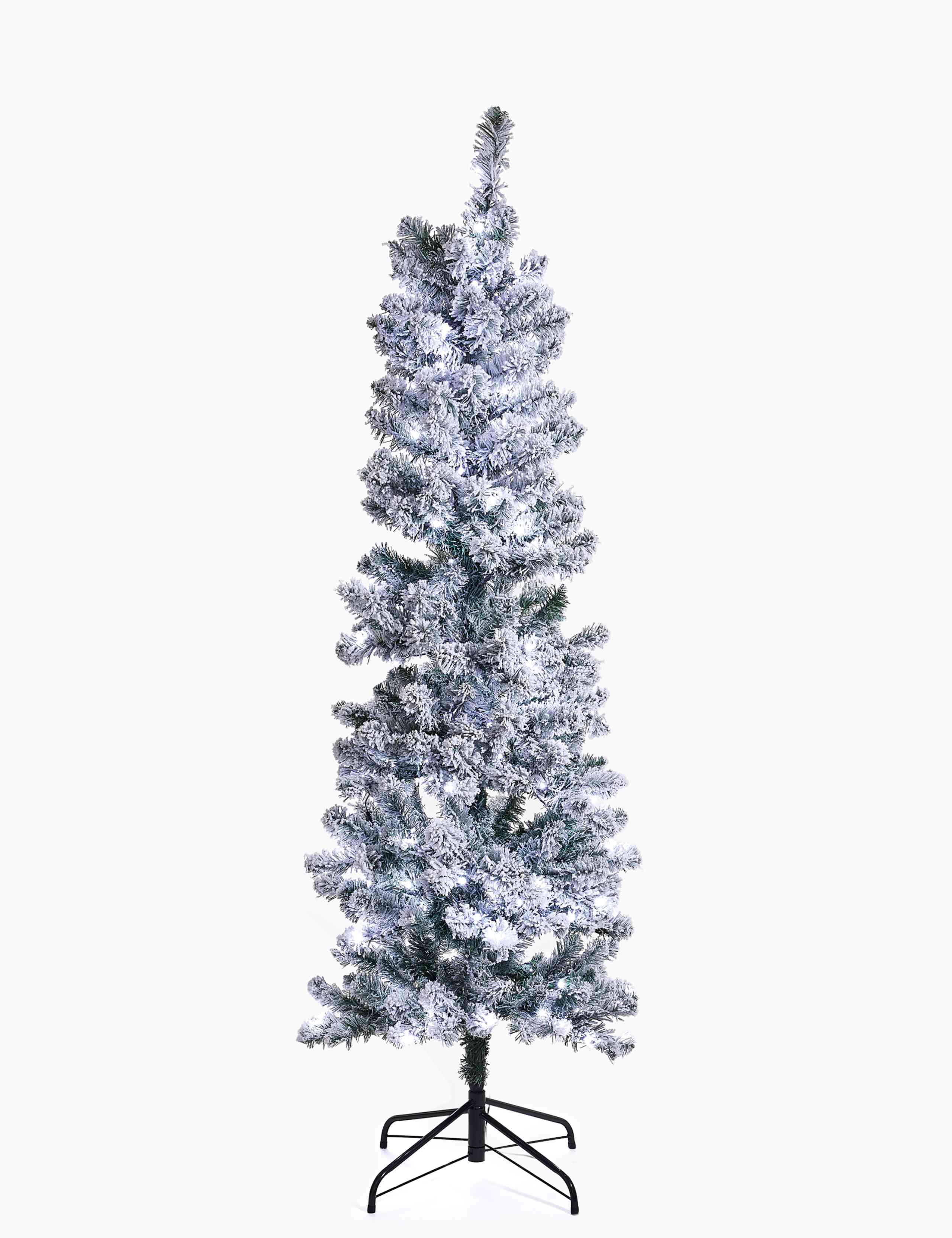 6ft Pre Lit Slim Snowy Christmas Tree 1 of 6