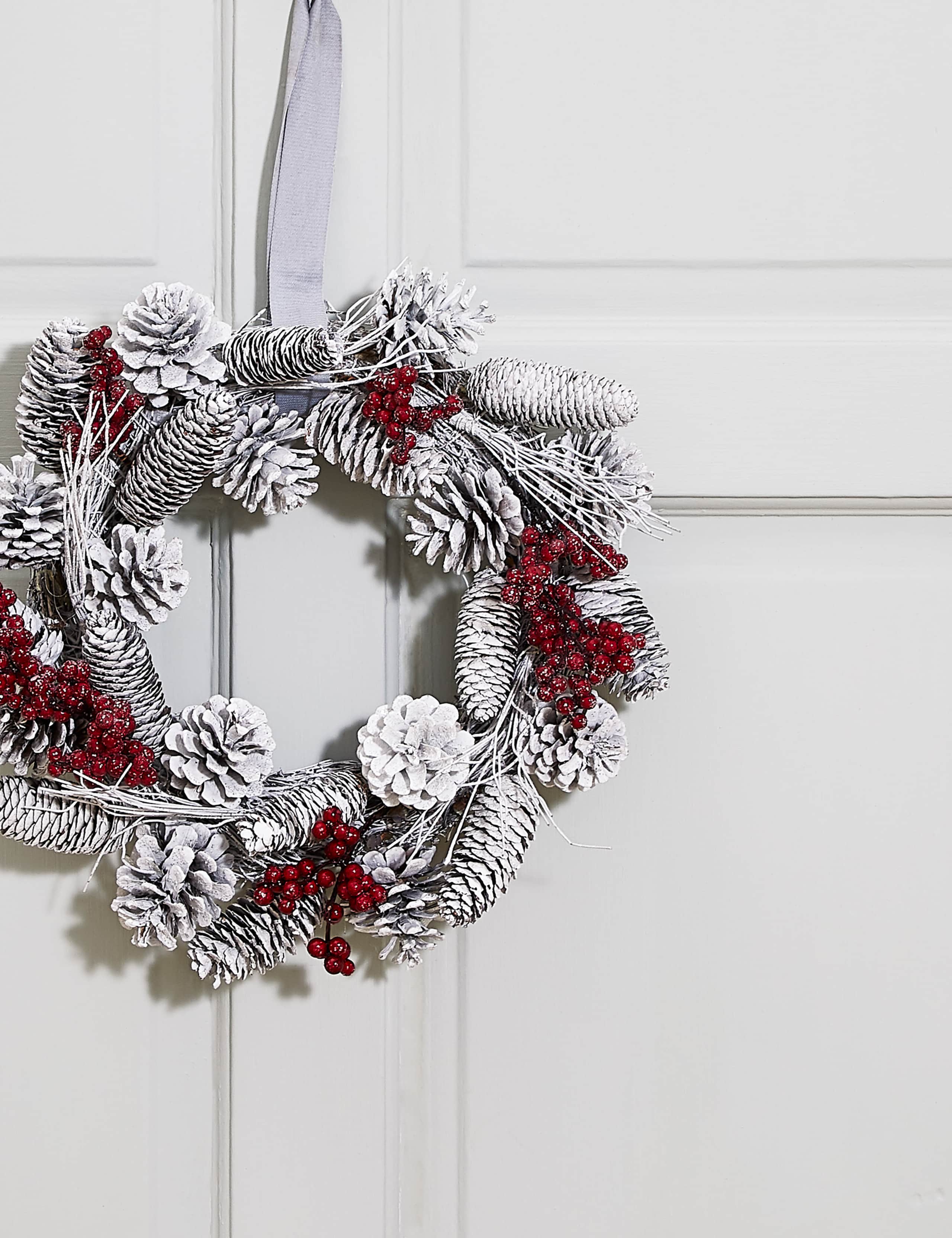 13inch Snowy Pinecone Wreath 2 of 5