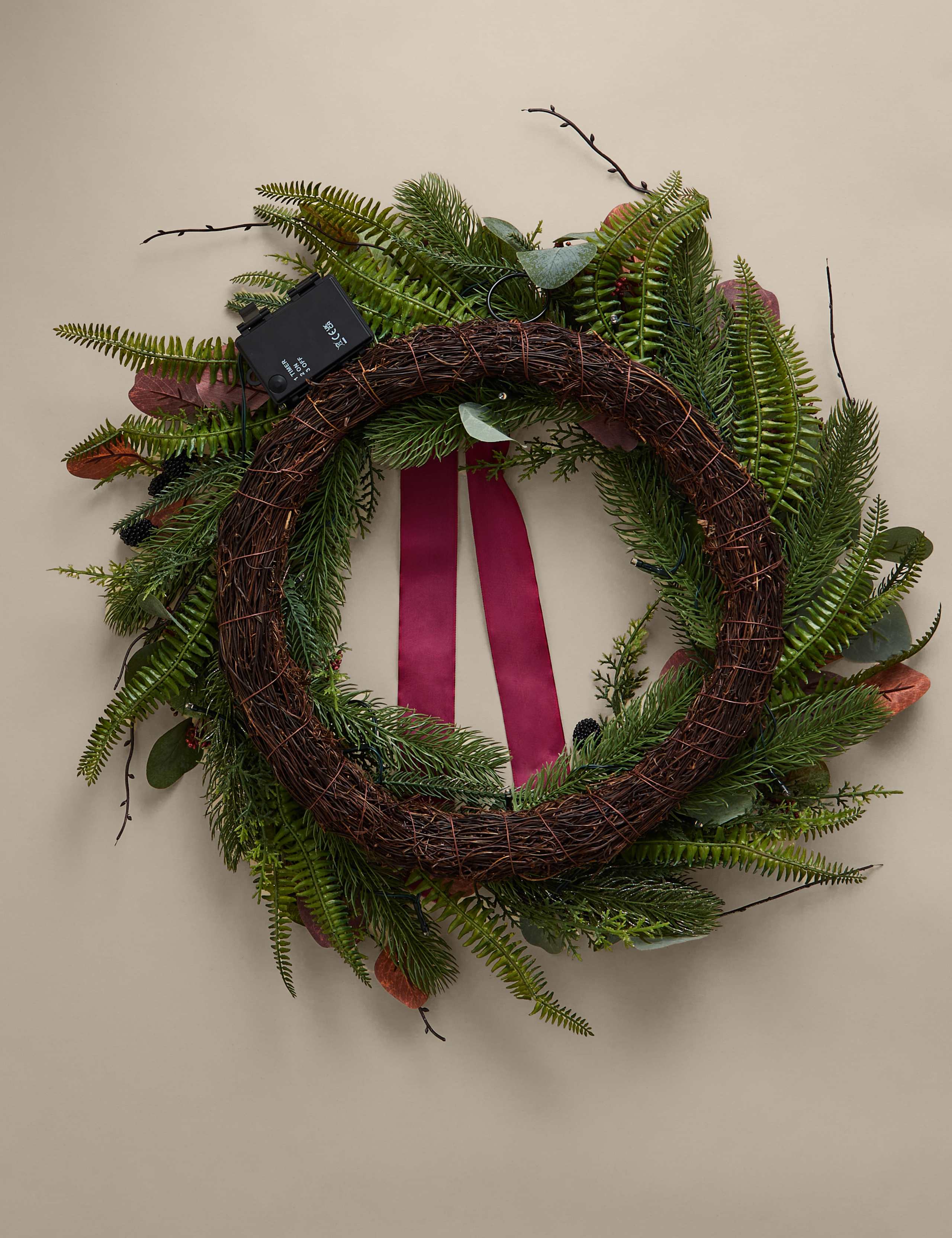 Pre-Lit Frosted Fruit Bow Wreath 4 of 4