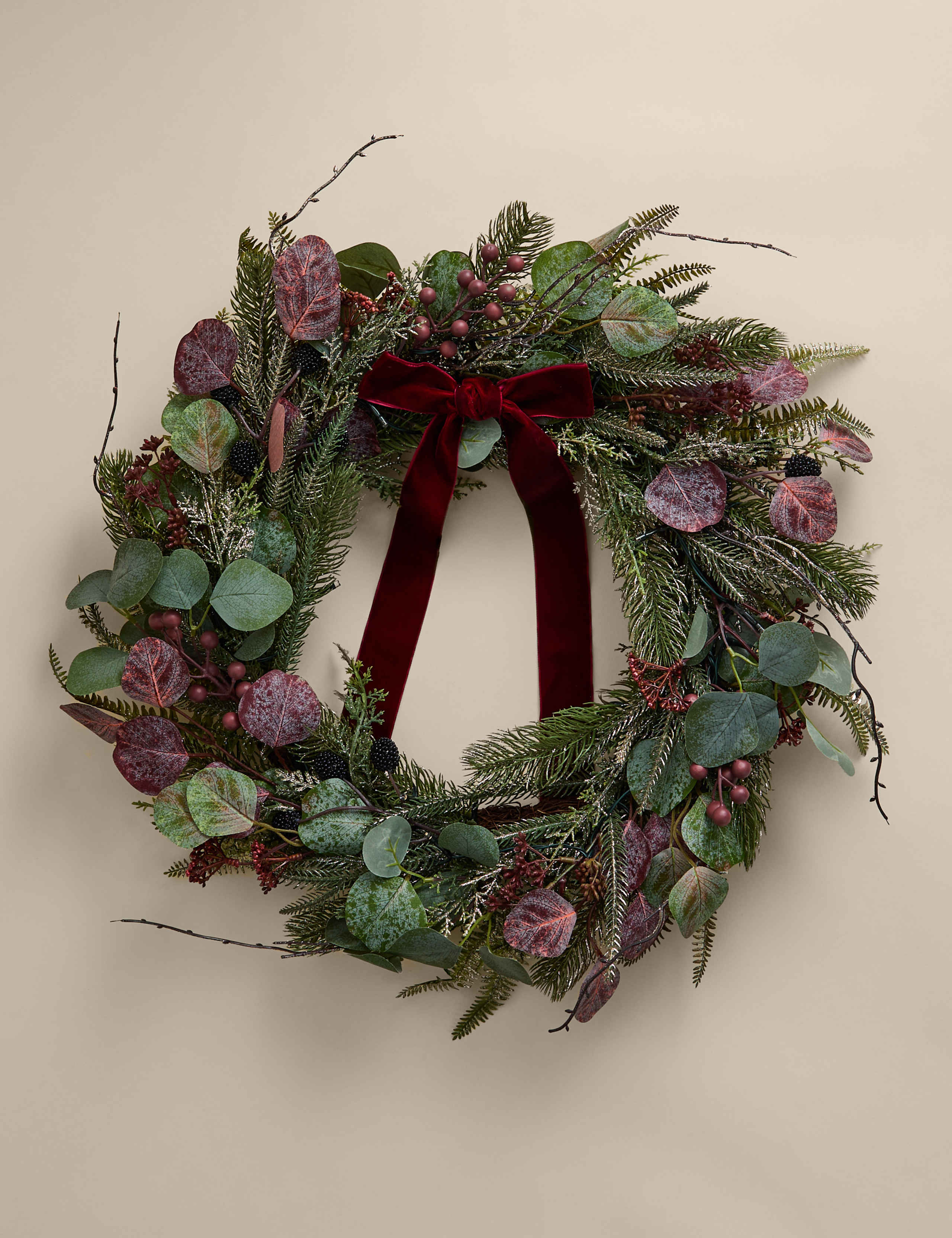 Pre-Lit Frosted Fruit Bow Wreath 2 of 4