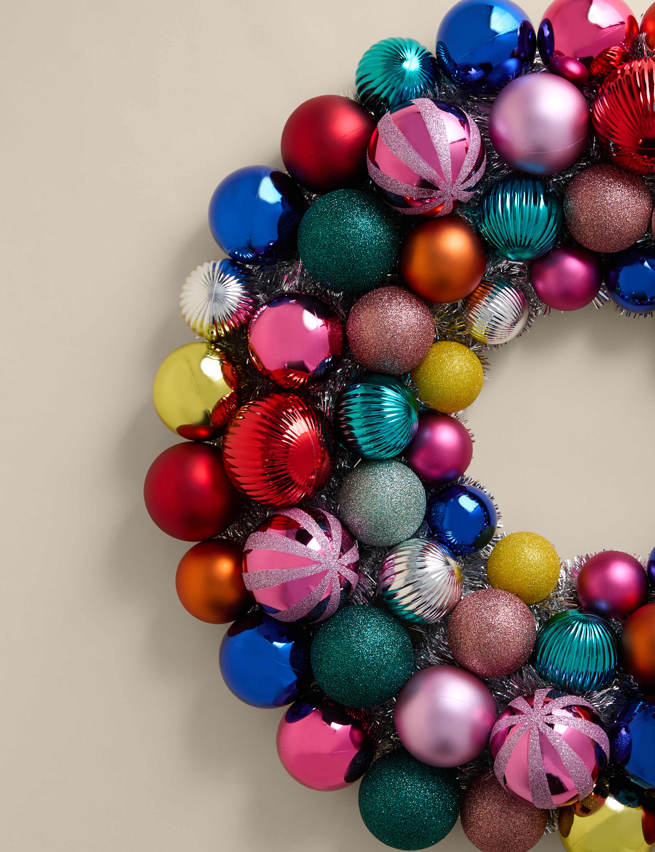 Extra Large Multicoloured Bauble Wreath 3 of 5