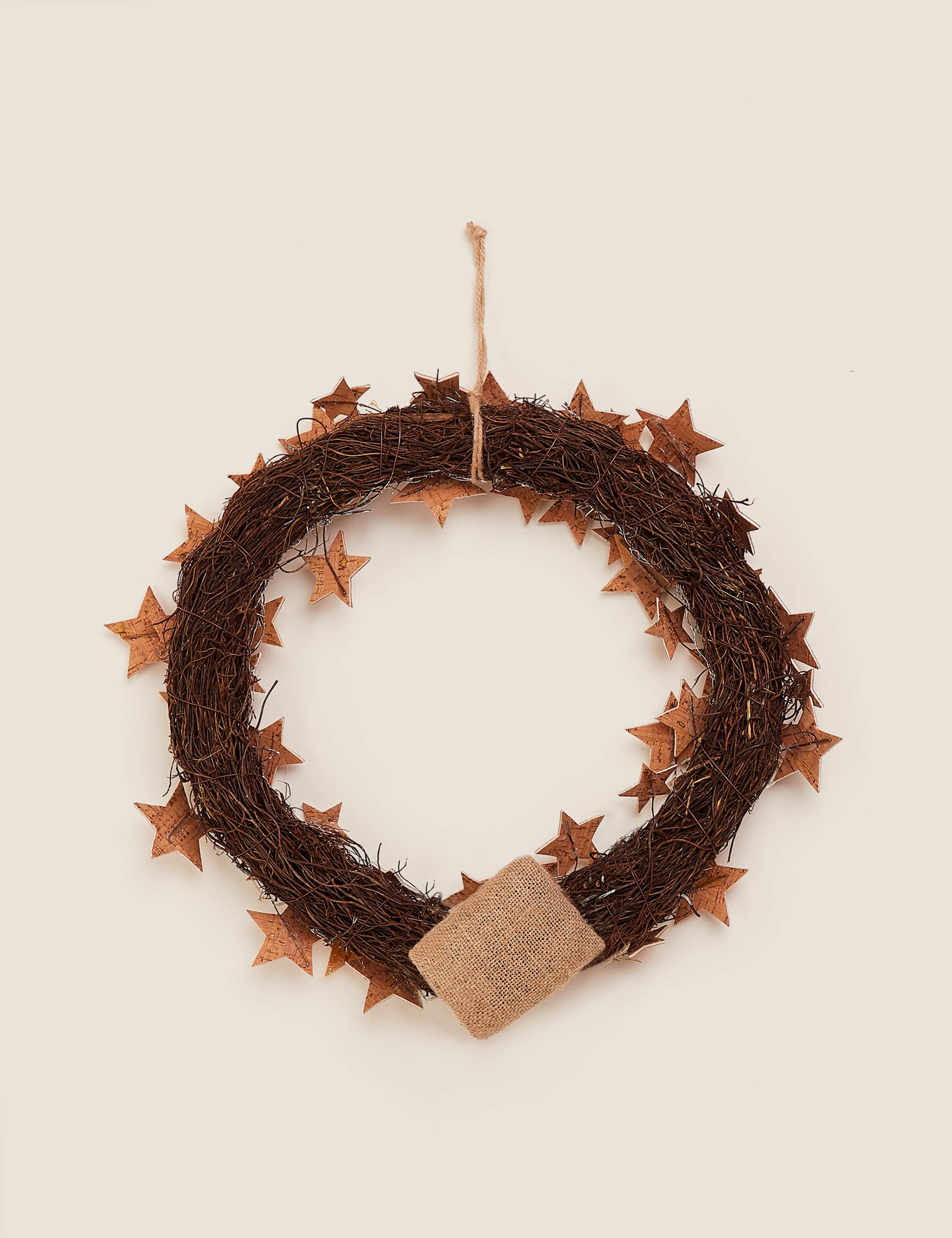 18 inch Lit Glitter Birch Stars Wreath 4 of 6
