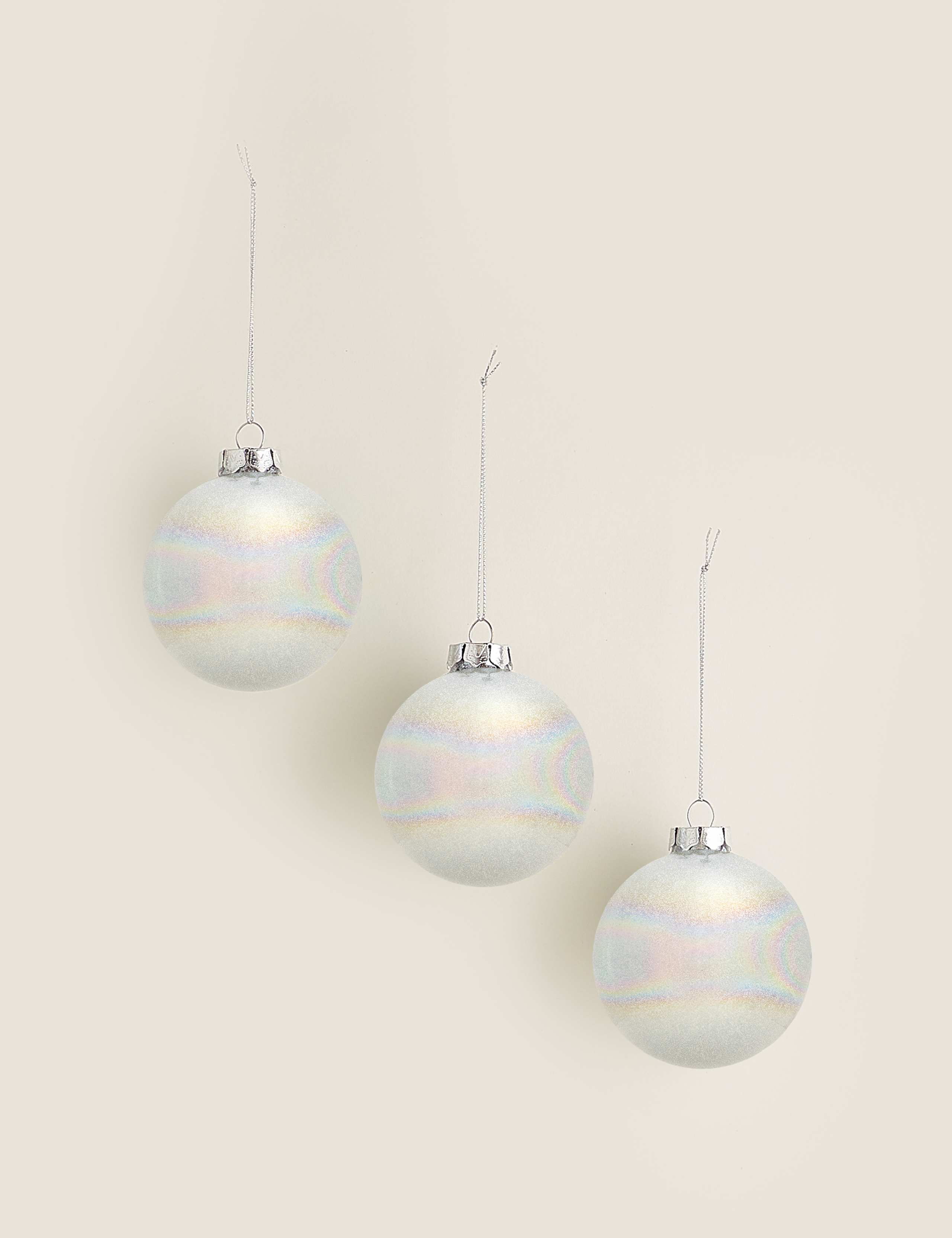3 Pack Iridescent Christmas Baubles 1 of 2