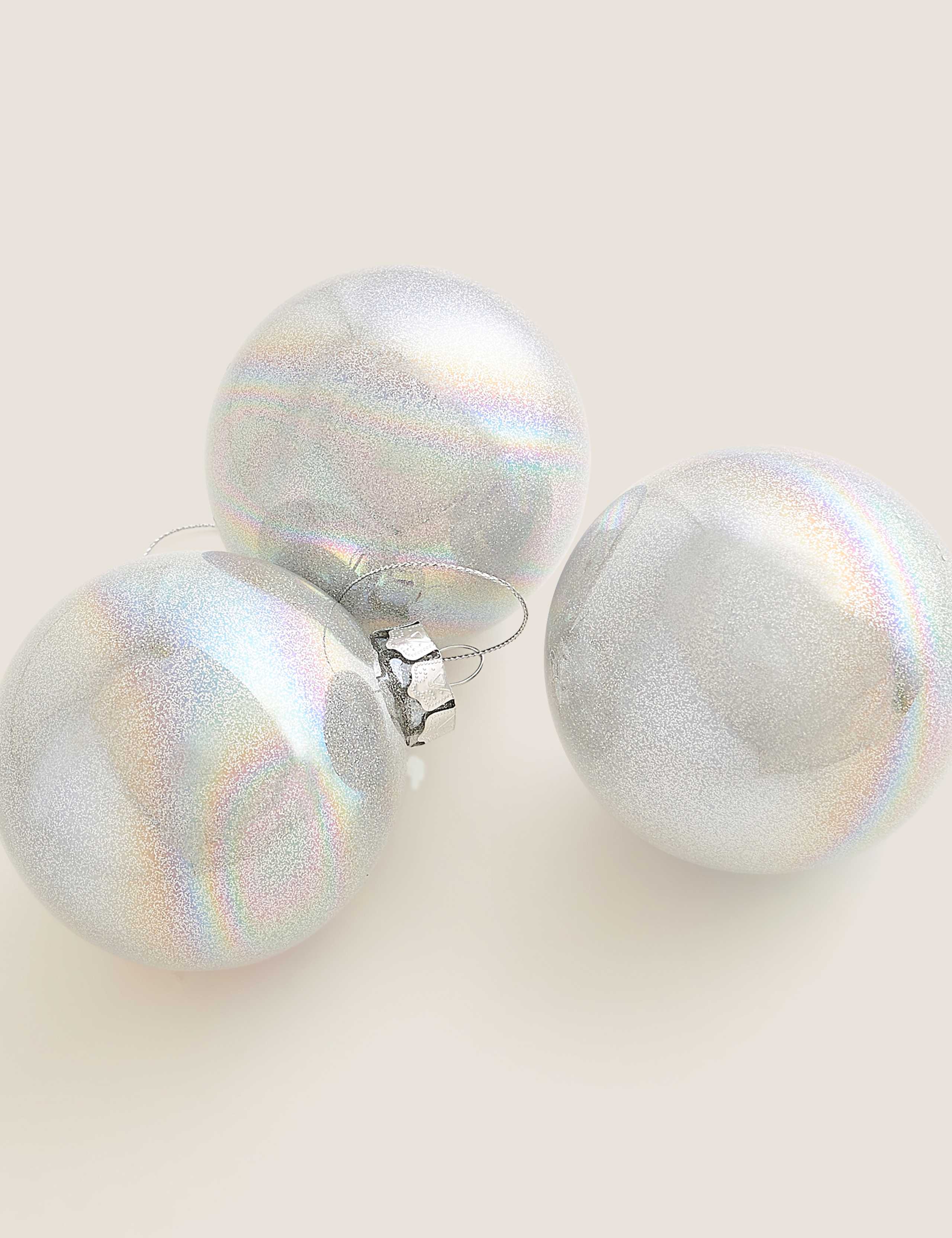 3 Pack Iridescent Christmas Baubles 2 of 2