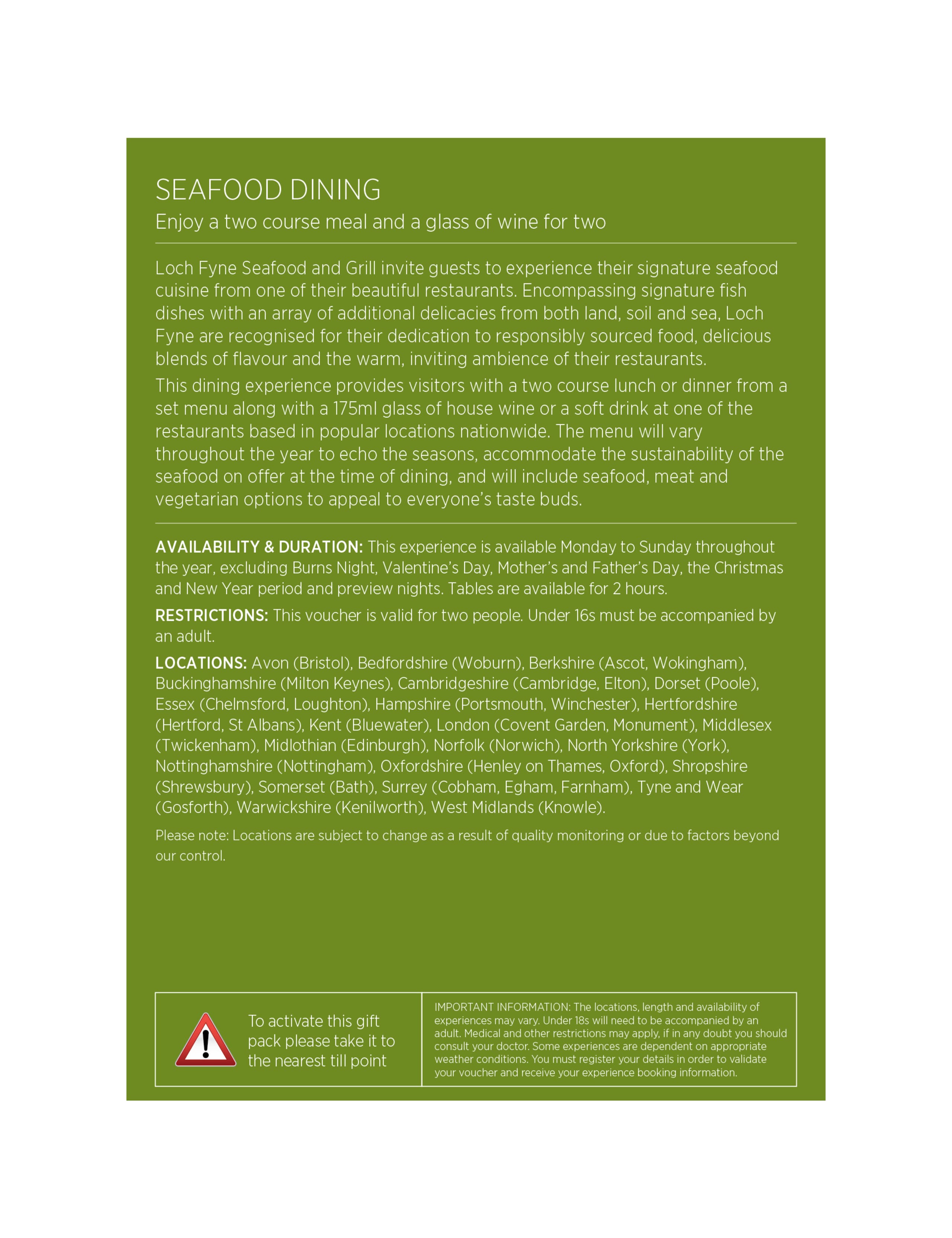 Seafood Dining for Two - Gift Experience Voucher 4 of 8