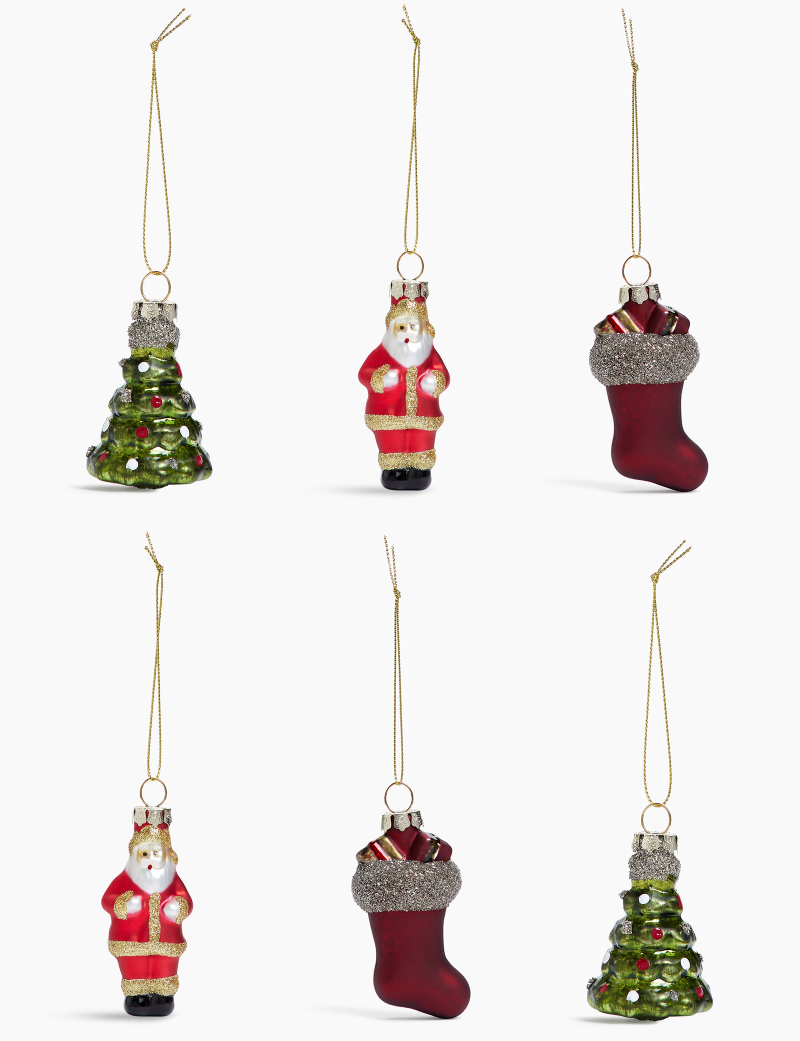 6 Pack Traditional Tree Decorations 1 of 3