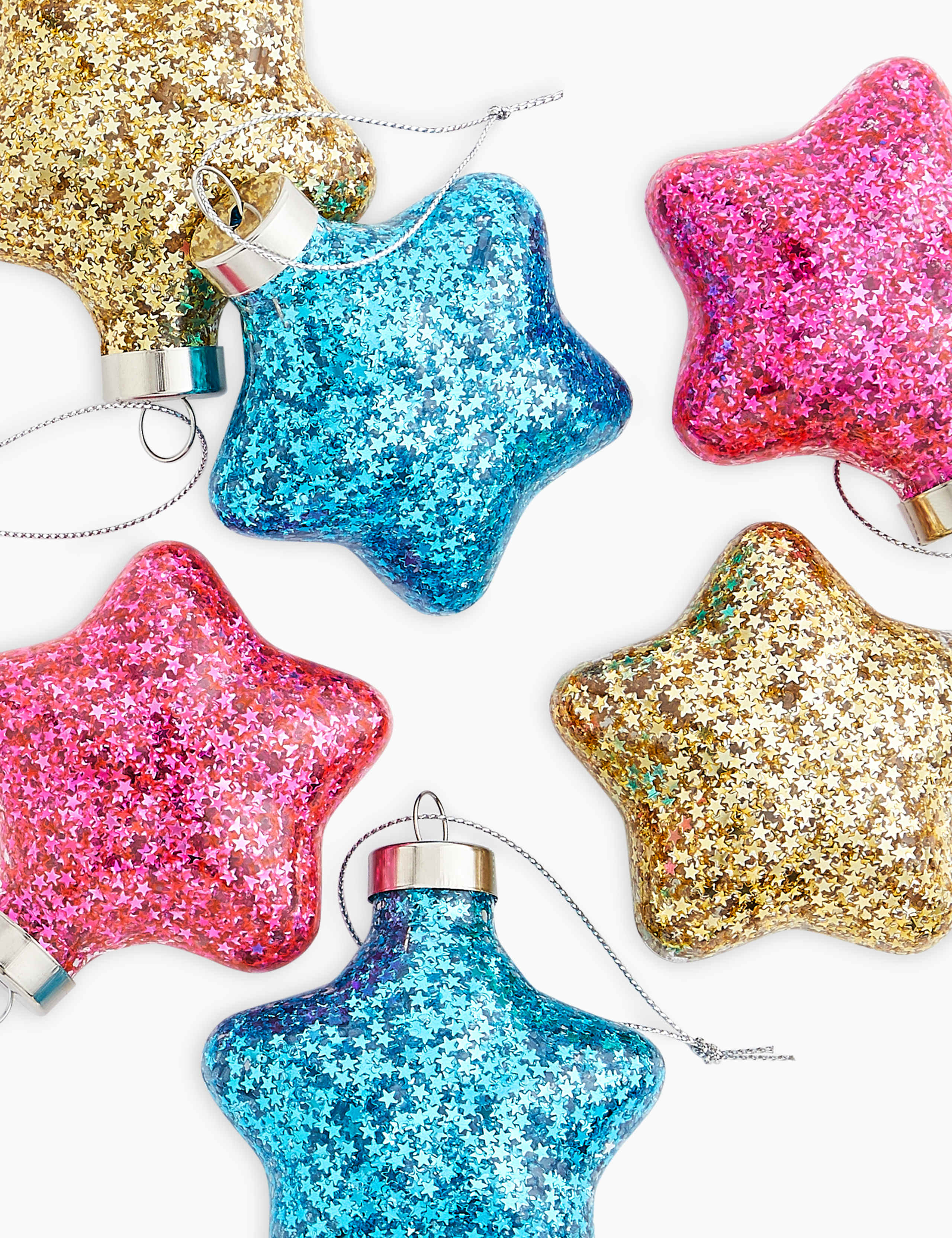 6 Pack Sequin Star Decorations 3 of 3