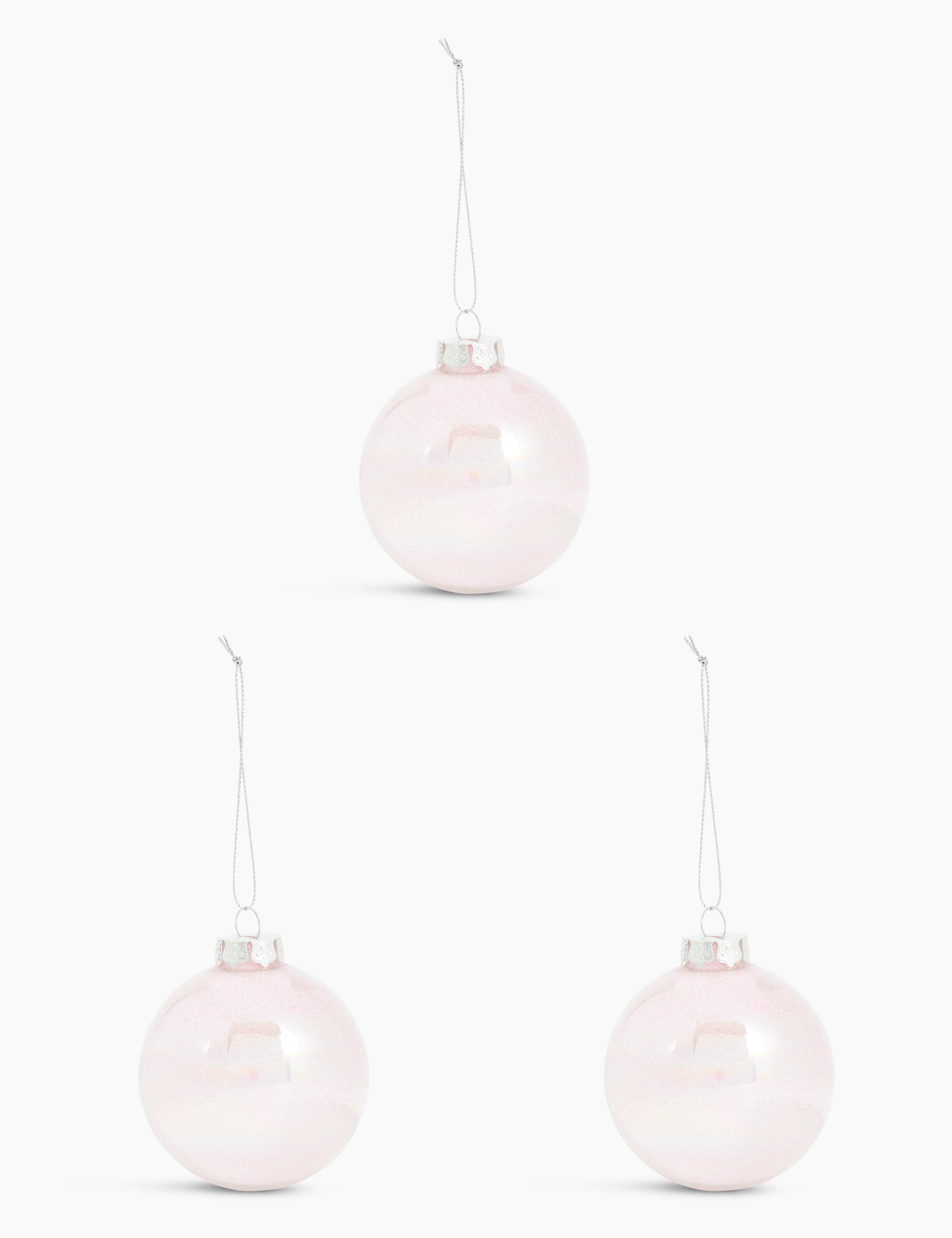 3 Pack Pink Iridescent Baubles 1 of 2